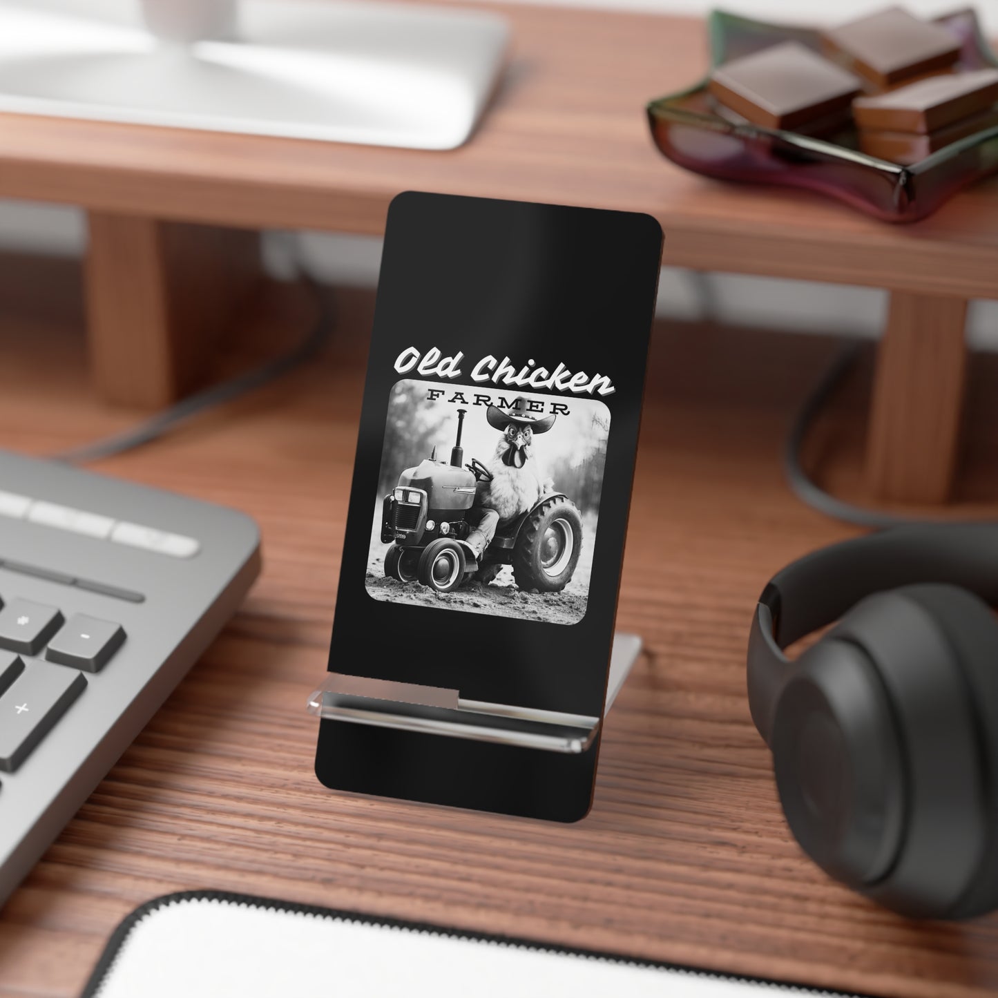 Old Chicken Farmer, Cell Phone Stand for Desk or Nightstand