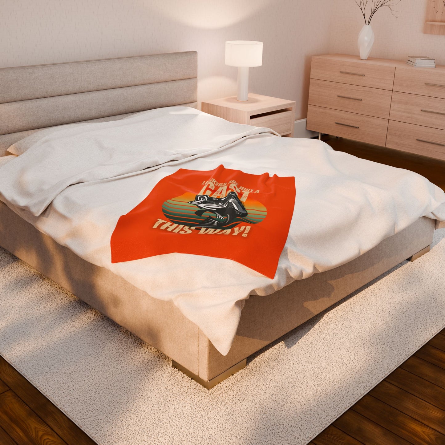 Velveteen Plush Blanket - Lunkers are Just One Cast This Way