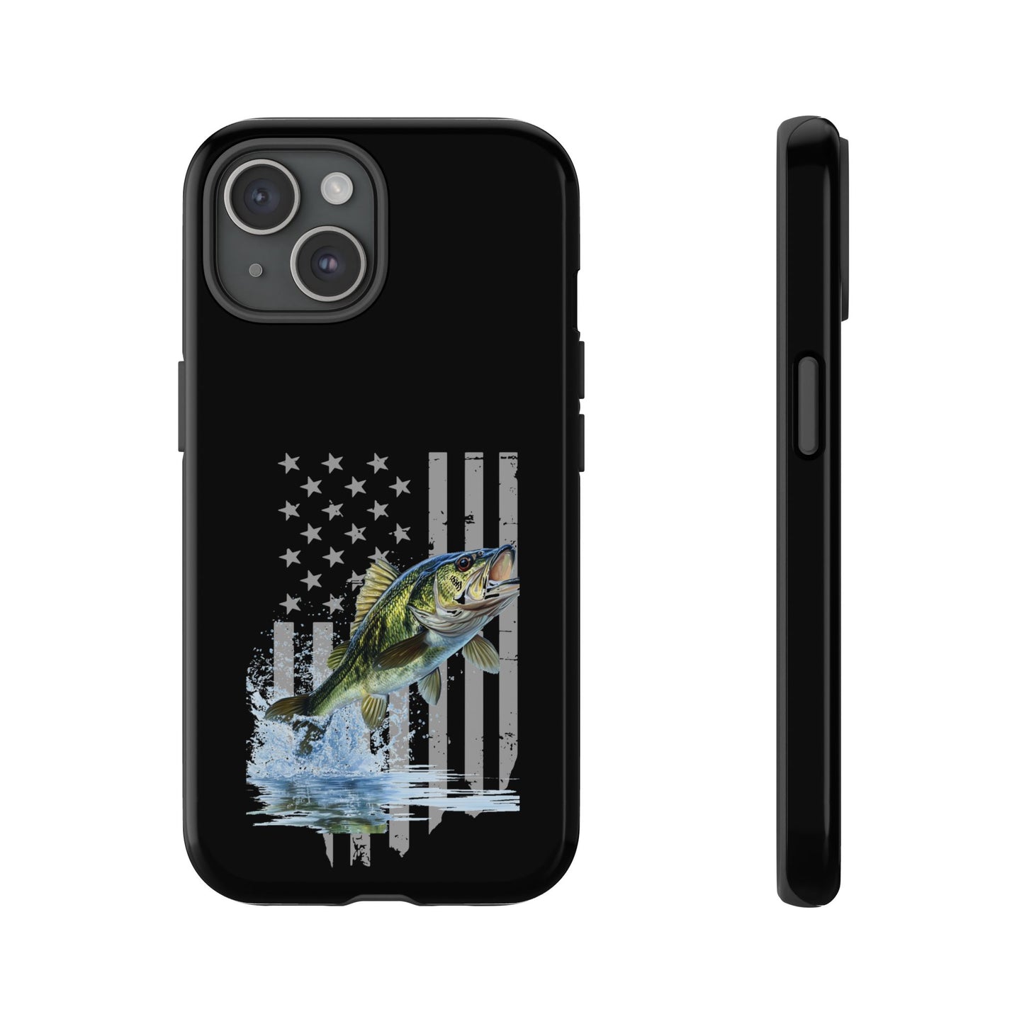 Cell Phone Case | Largemouth Bass with Distressed Flag | For iPhone, Samsung Galaxy, and Google Pixel