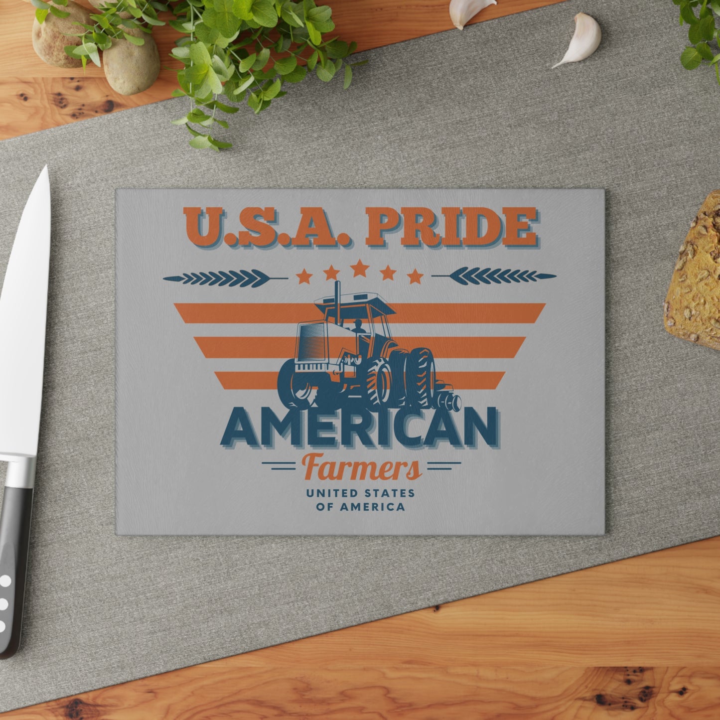 Glass Cutting Board - USA Pride American Farmers