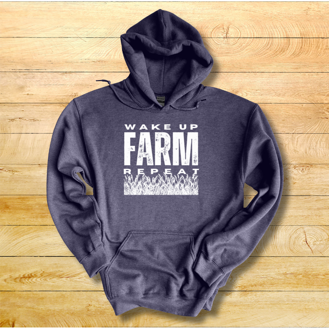 This is image of Wake Up Farm Repeat Long-Sleeve Hoodie version 2
