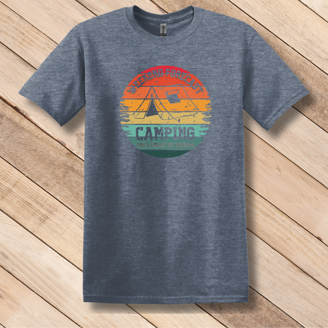 This is image of Weekend Forecast Camping Chance of Drinking T-Shirt version 10