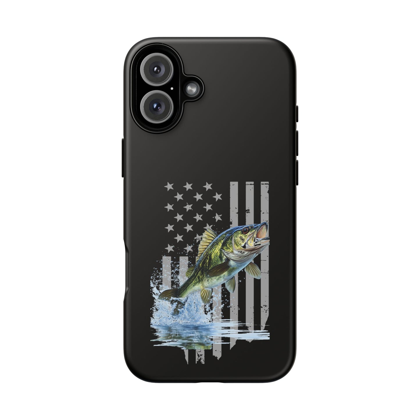 Cell Phone Case | Largemouth Bass with Distressed Flag | For iPhone, Samsung Galaxy, and Google Pixel
