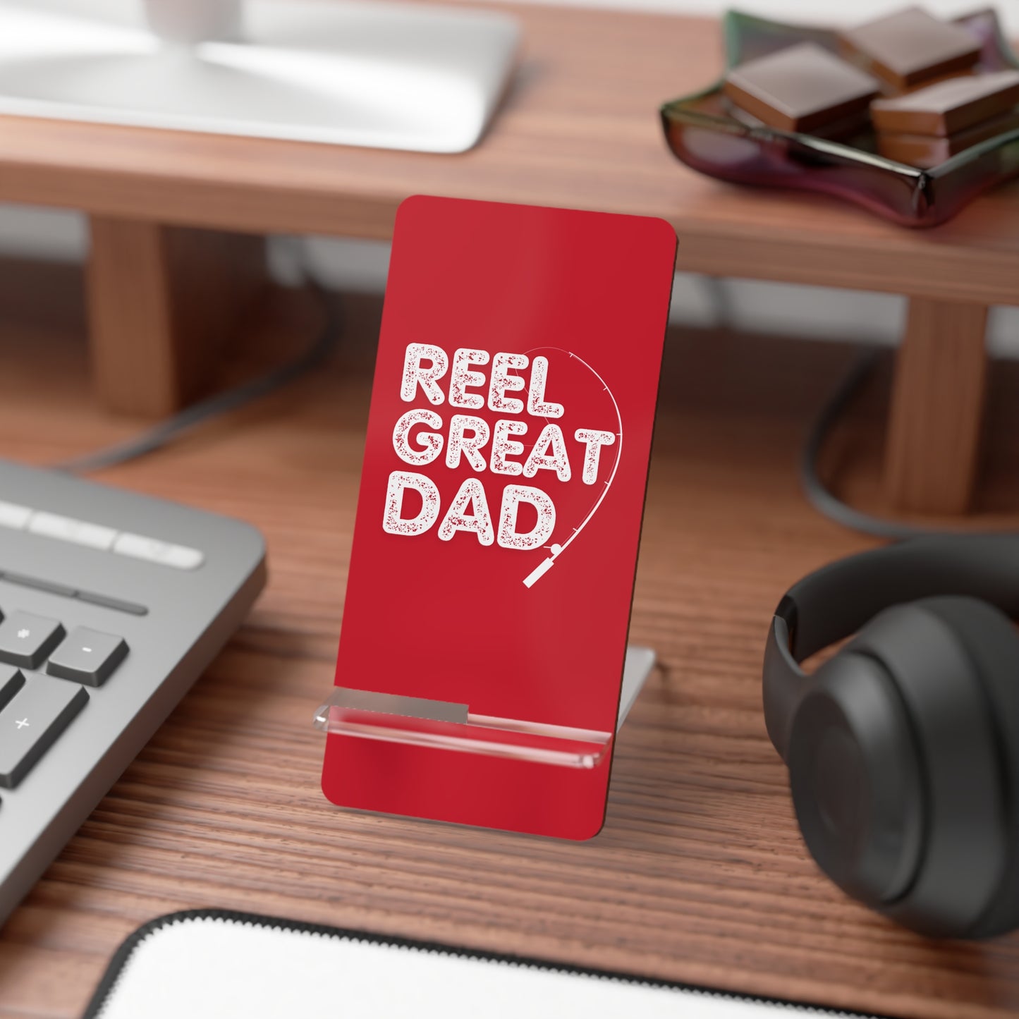 Reel Great Dad, Cell Phone Stand for Desk or Nightstand