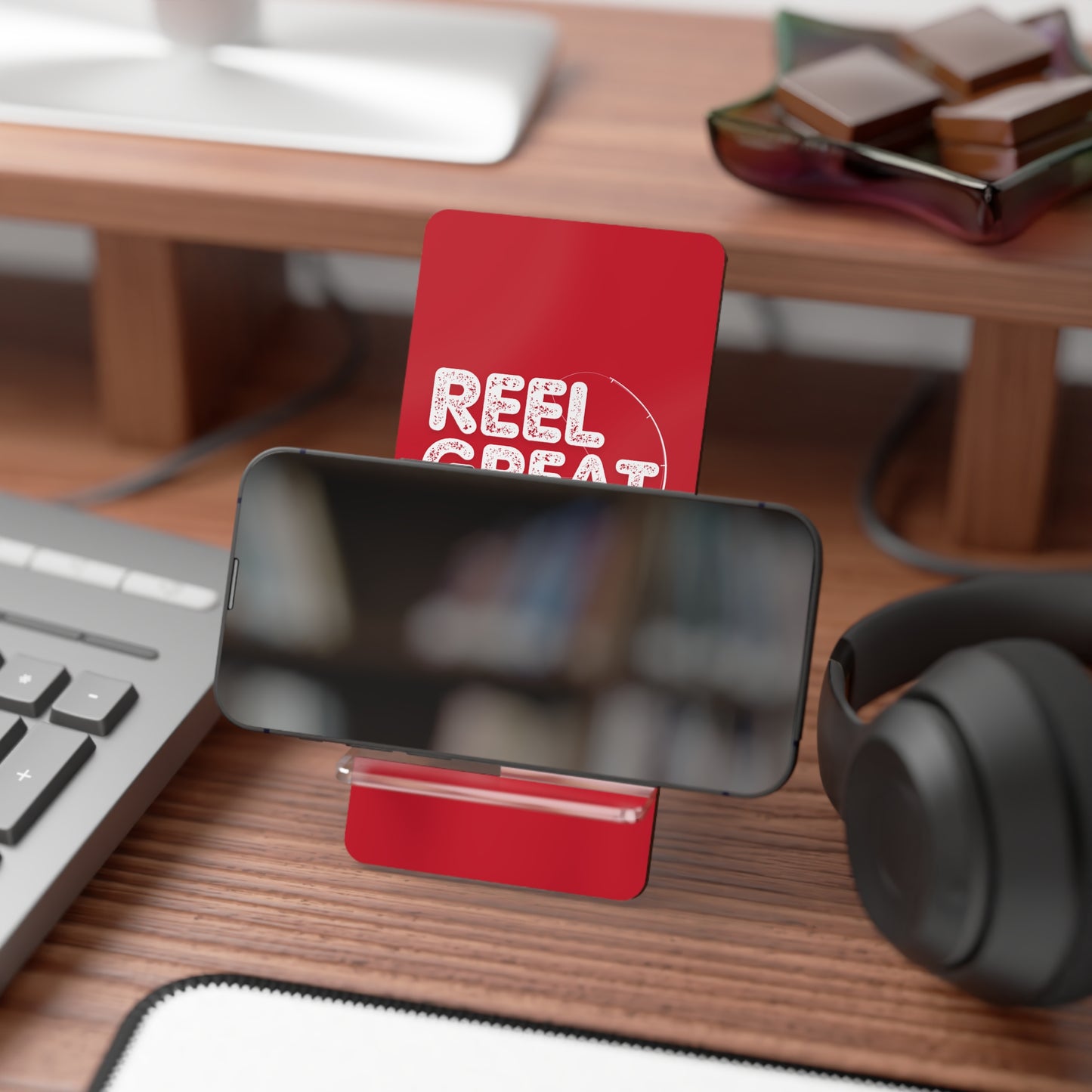 Reel Great Dad, Cell Phone Stand for Desk or Nightstand