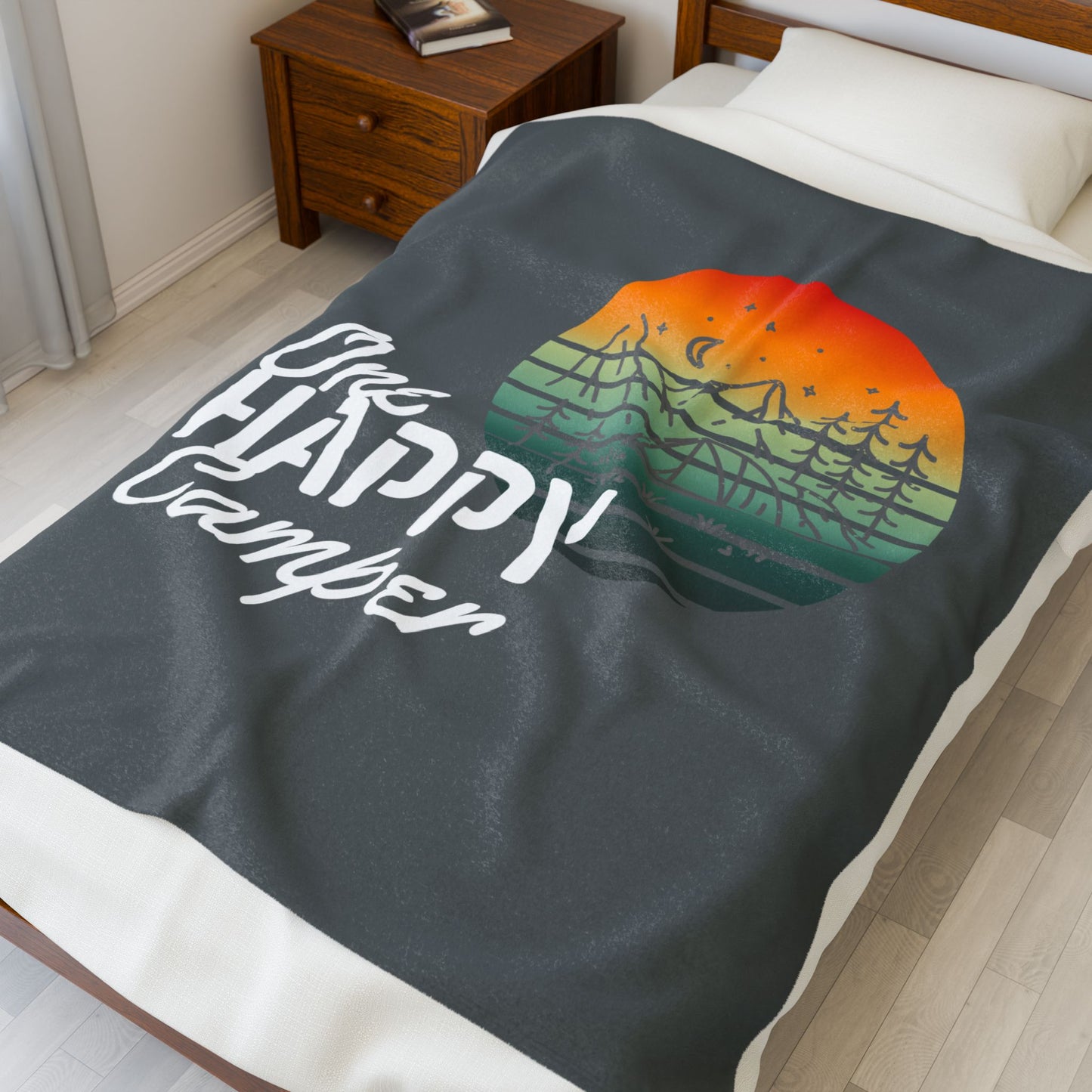 Velveteen Plush Blanket - One Happy Camper