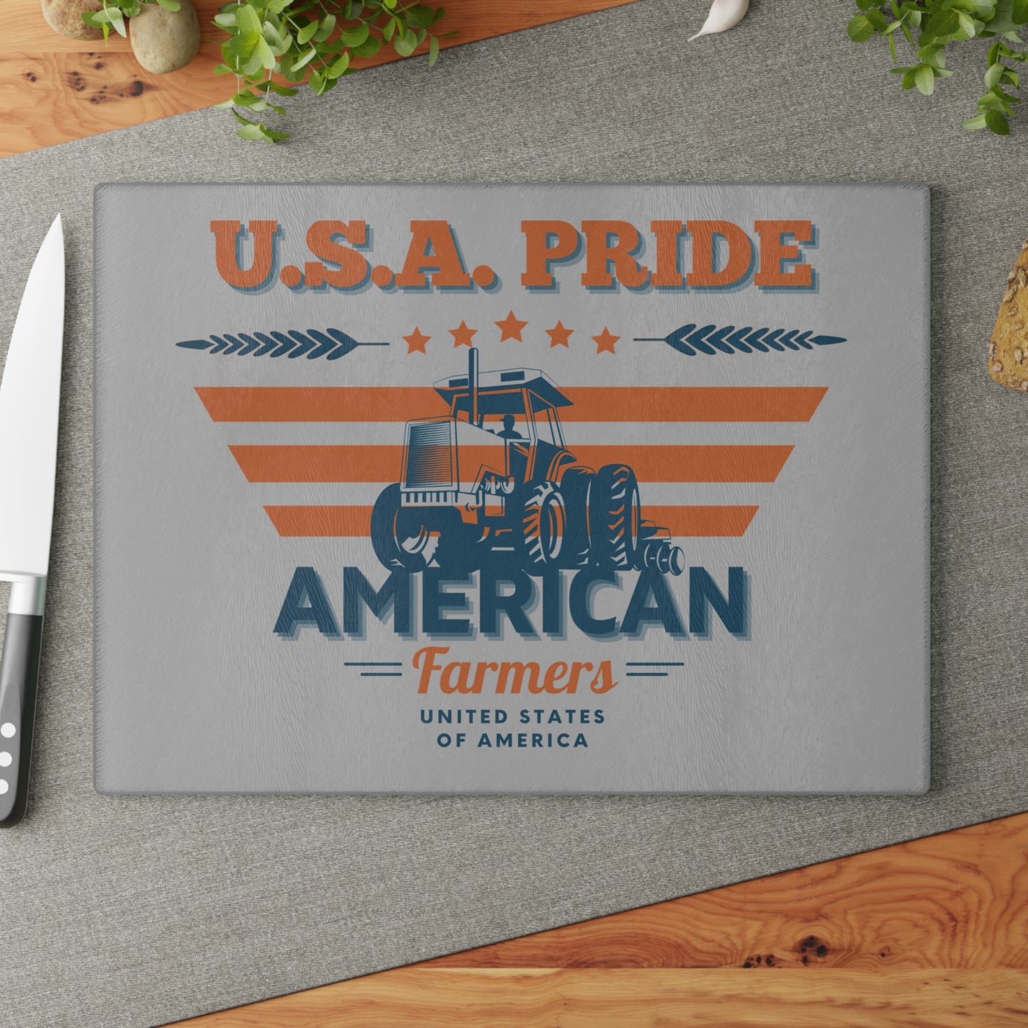 Glass Cutting Board - USA Pride American Farmers