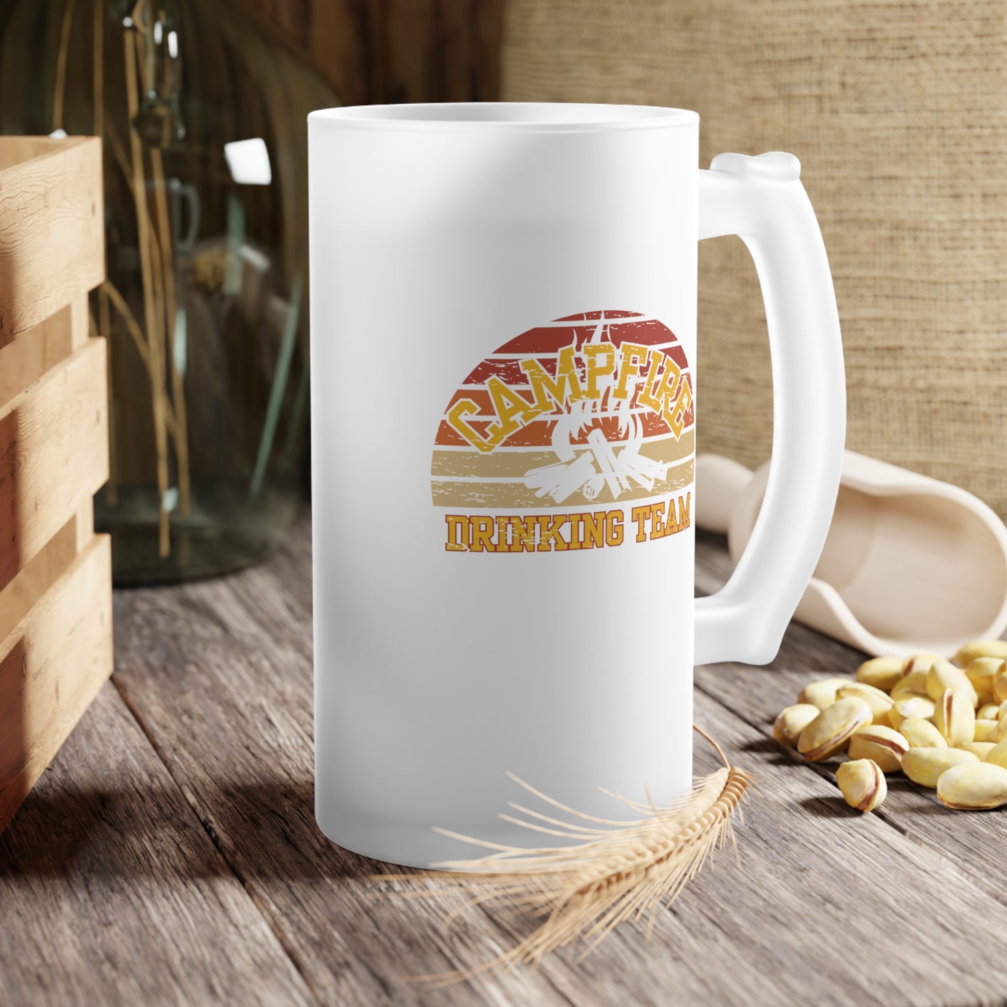 Frosted Glass Beer Mug - Campfire Drinking Team