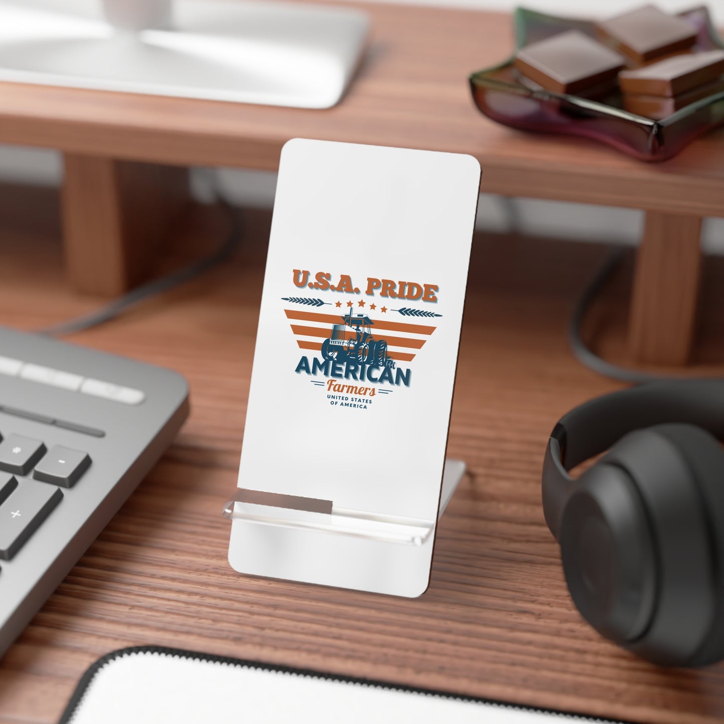 USA Pride American Farmers, Cell Phone Stand for Desk or Nightstand