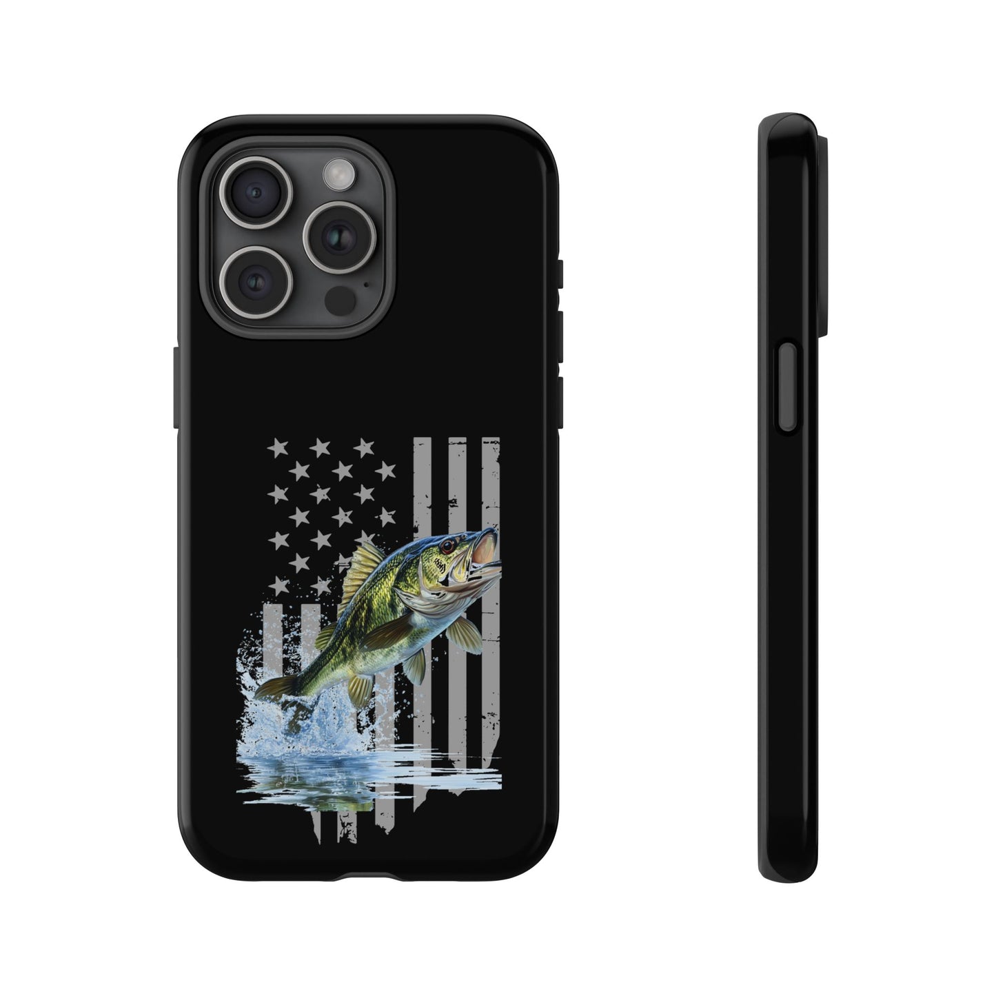 Cell Phone Case | Largemouth Bass with Distressed Flag | For iPhone, Samsung Galaxy, and Google Pixel