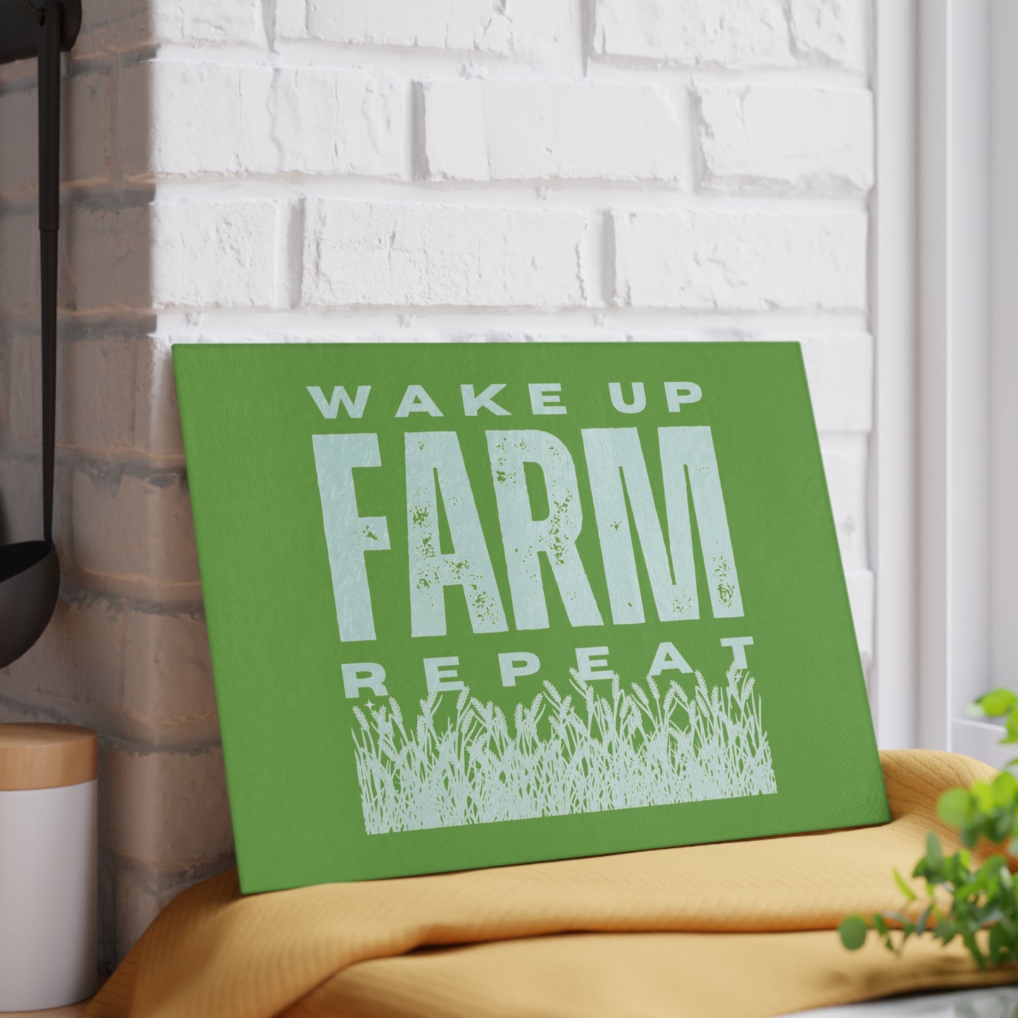 Glass Cutting Board - Wake Up Farm Repeat