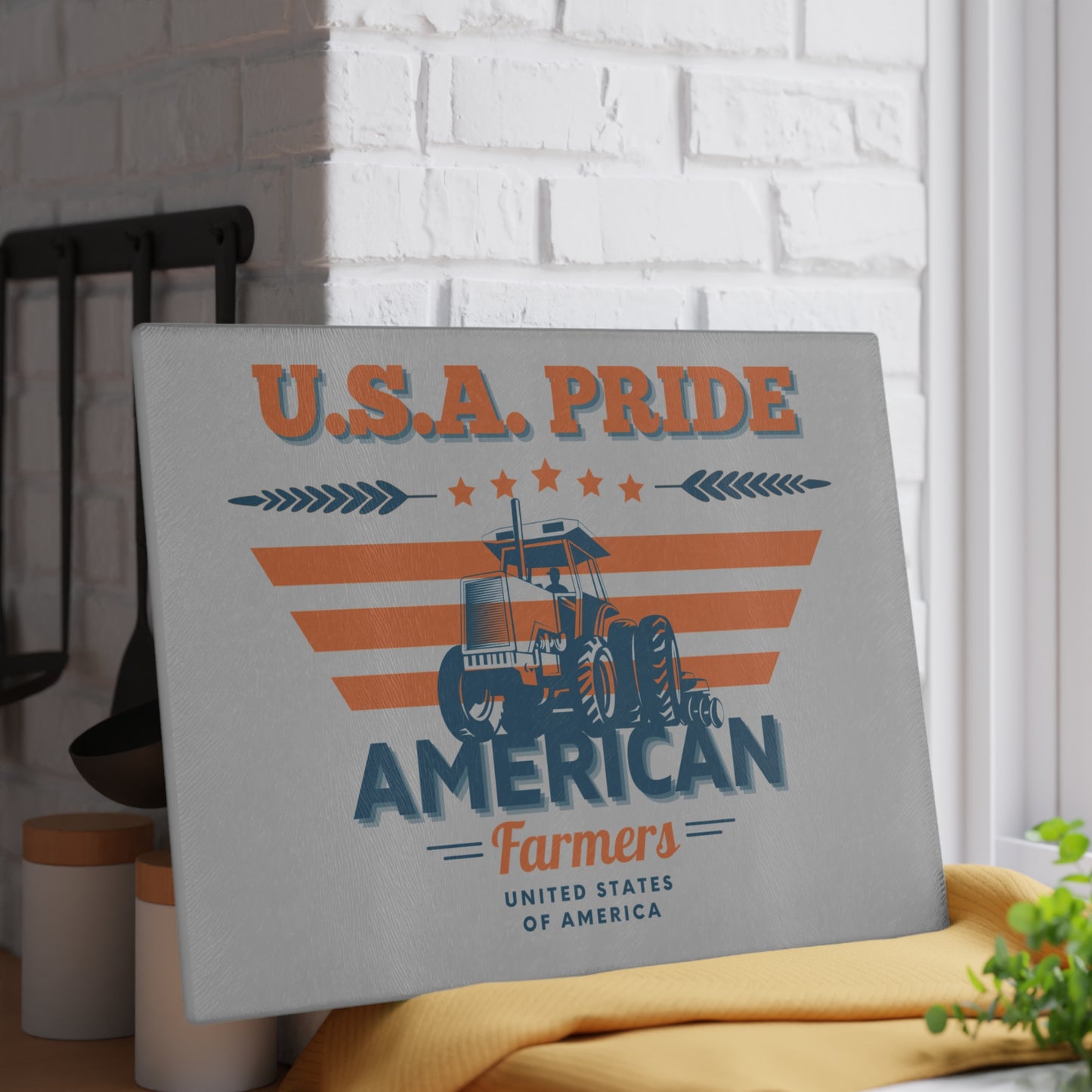 Glass Cutting Board - USA Pride American Farmers