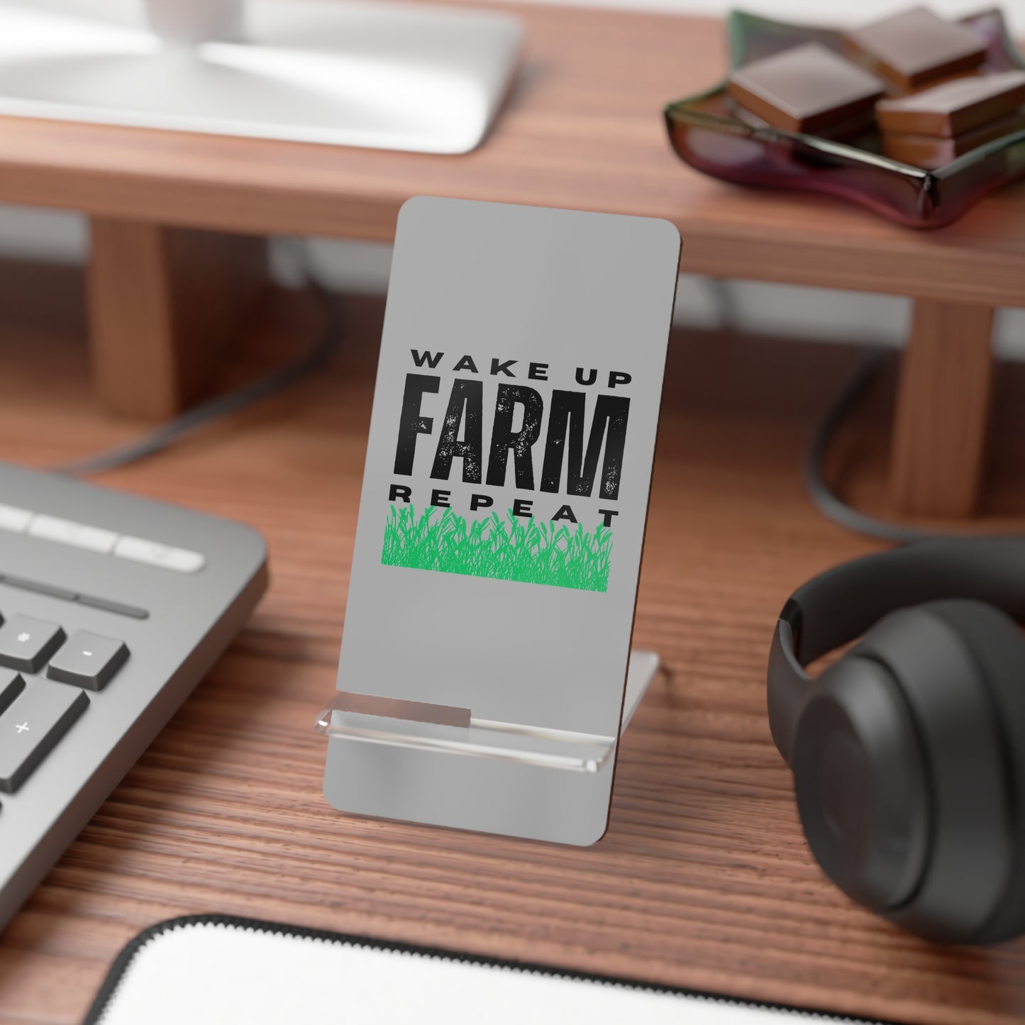 Wake Up Farm Repeat, Cell Phone Stand for Desk or Nightstand