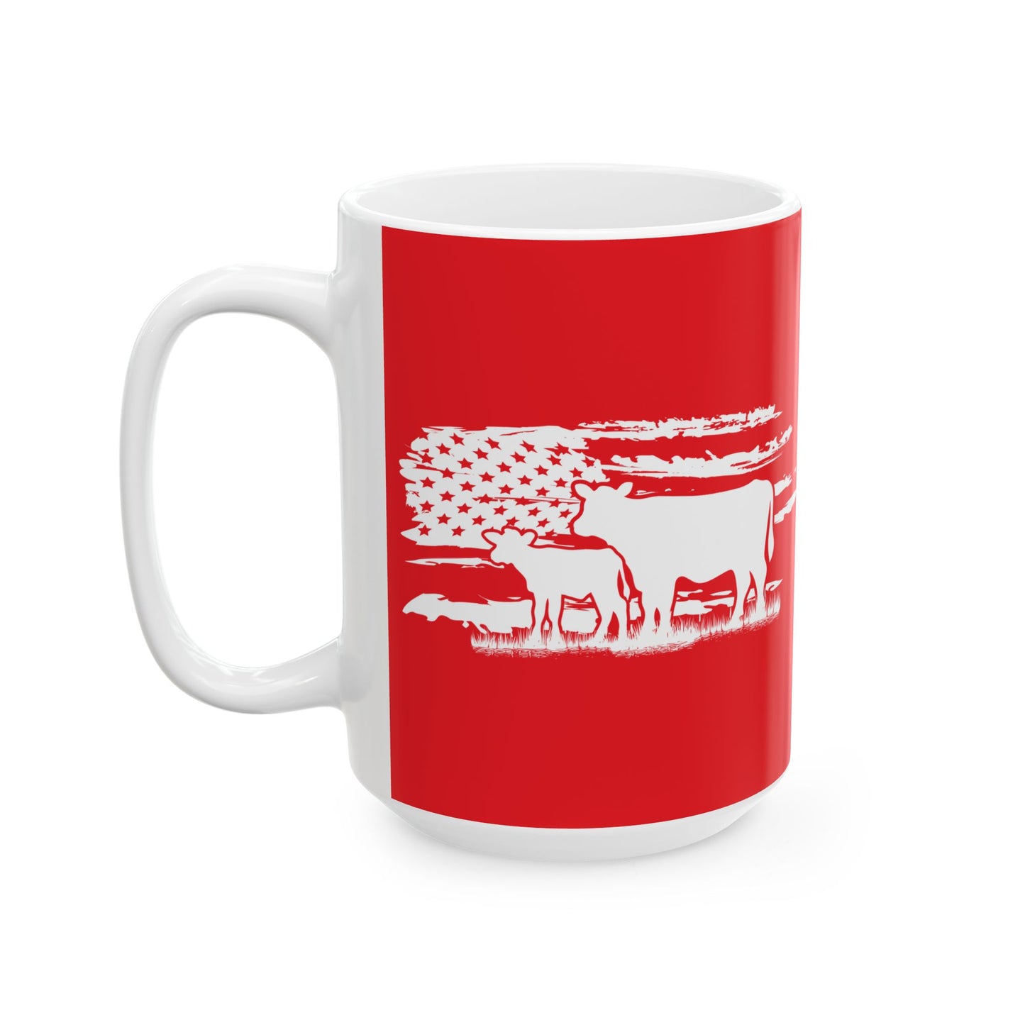 Coffee Mug - USA Cow, Distressed Flag