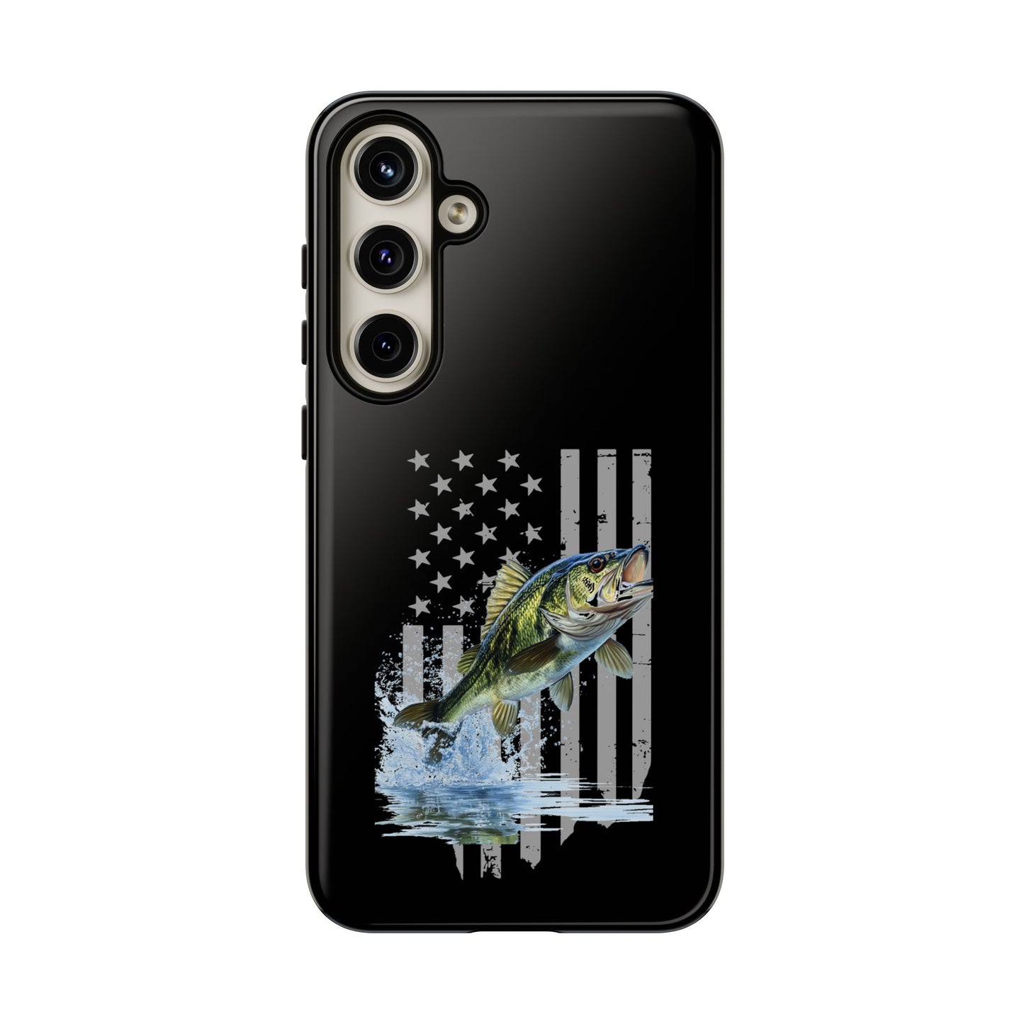 Cell Phone Case | Largemouth Bass with Distressed Flag | For iPhone, Samsung Galaxy, and Google Pixel
