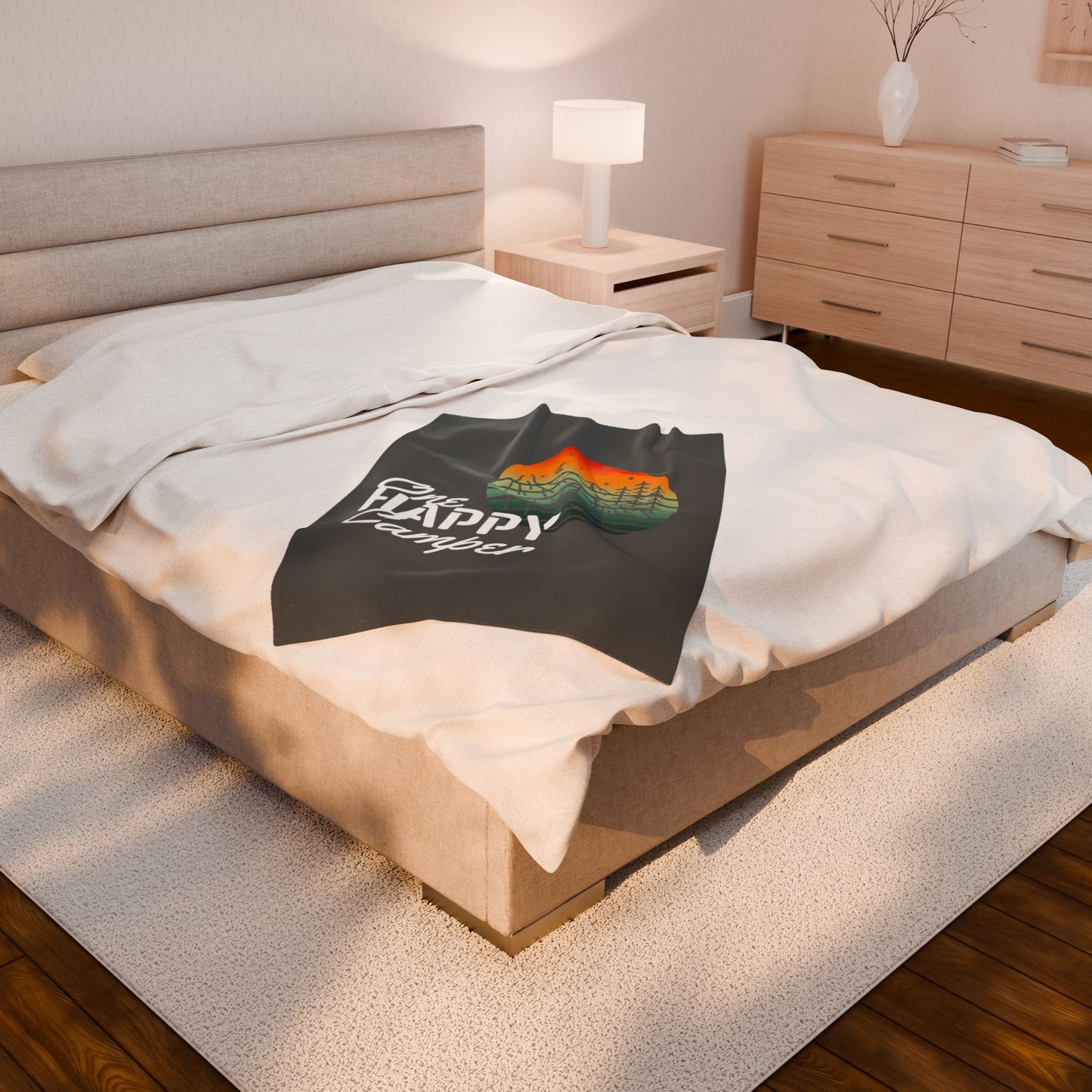 Velveteen Plush Blanket - One Happy Camper