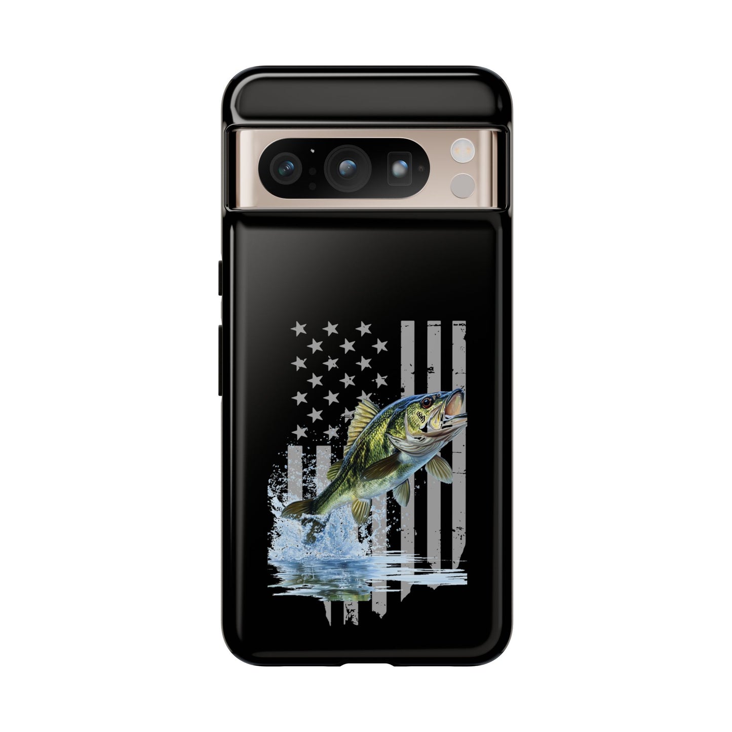 Cell Phone Case | Largemouth Bass with Distressed Flag | For iPhone, Samsung Galaxy, and Google Pixel