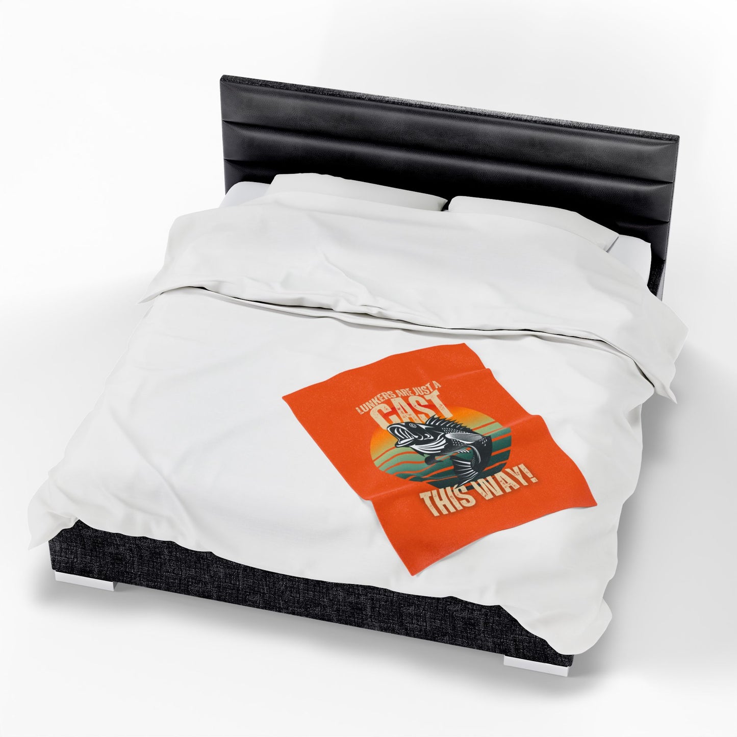Velveteen Plush Blanket - Lunkers are Just One Cast This Way