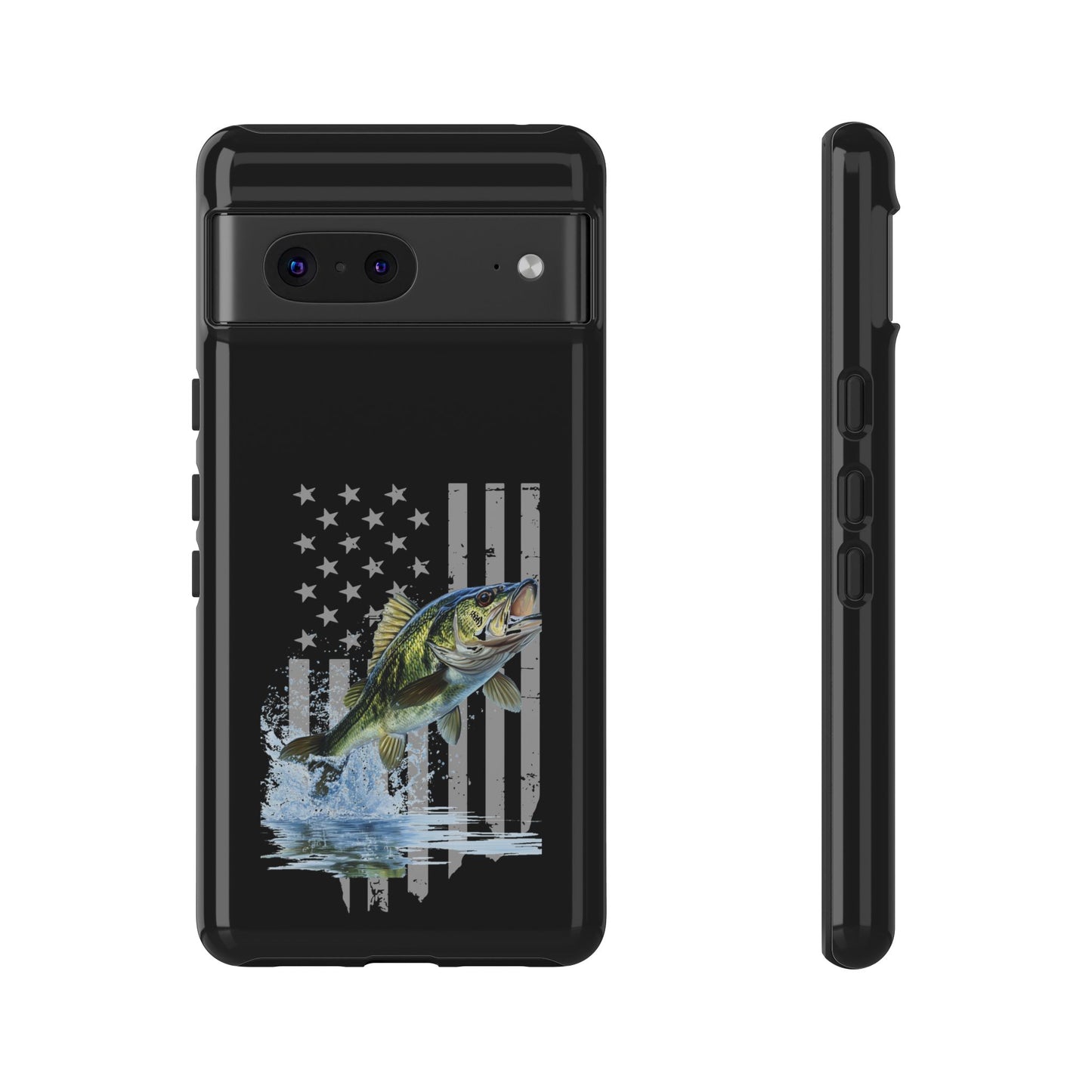 Cell Phone Case | Largemouth Bass with Distressed Flag | For iPhone, Samsung Galaxy, and Google Pixel