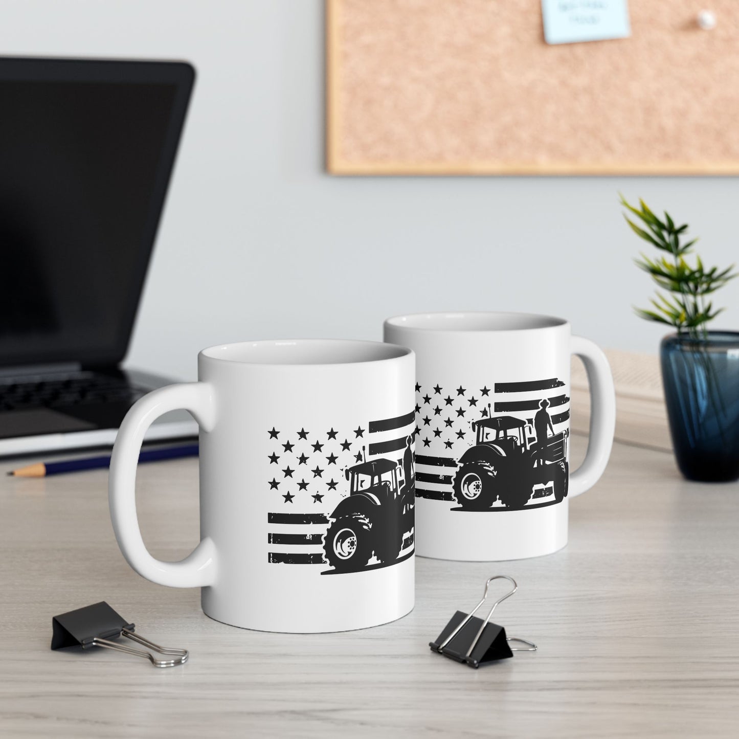 Coffee Mug - USA Tractor, Distressed Flag