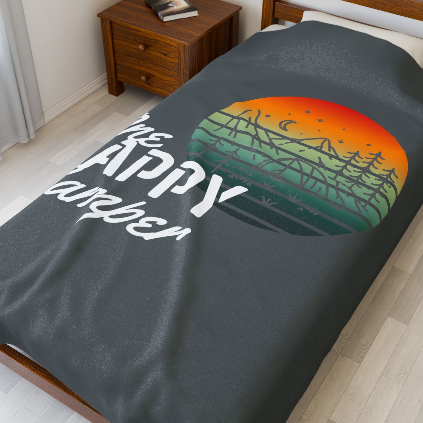 Velveteen Plush Blanket - One Happy Camper