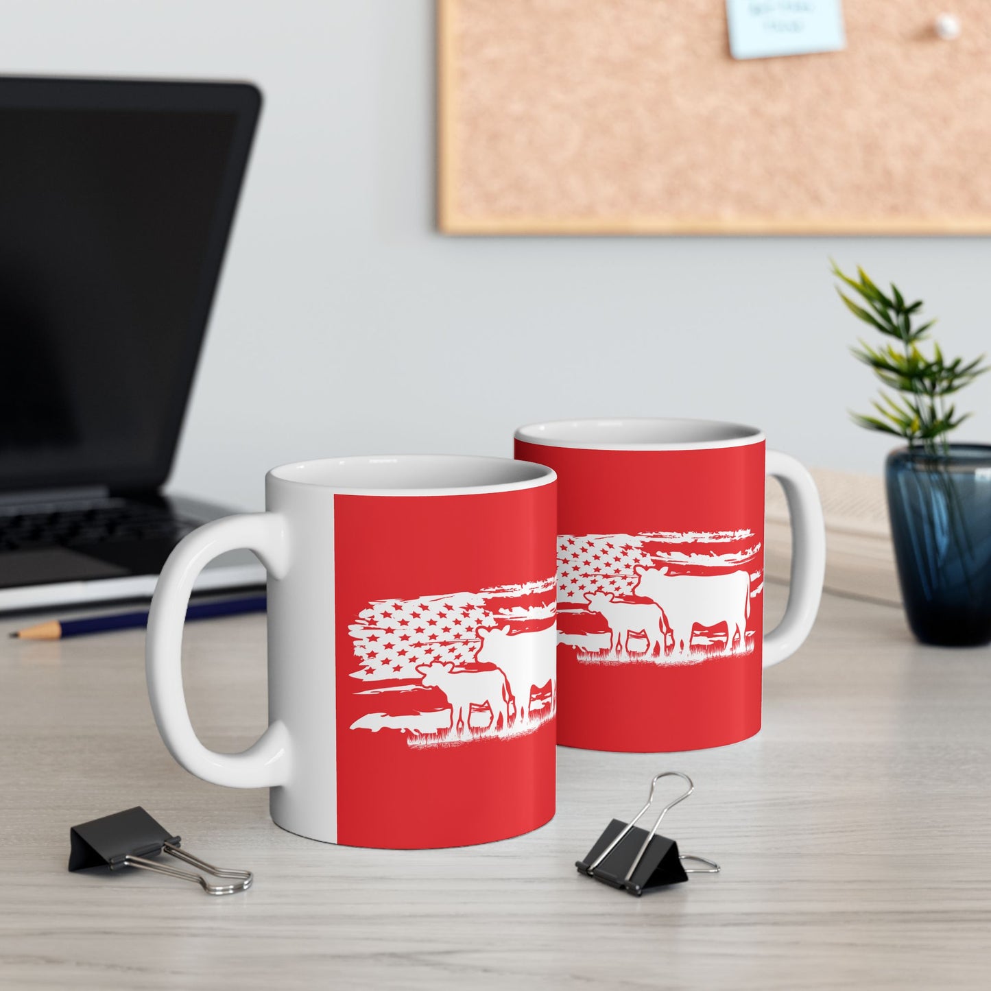 Coffee Mug - USA Cow, Distressed Flag