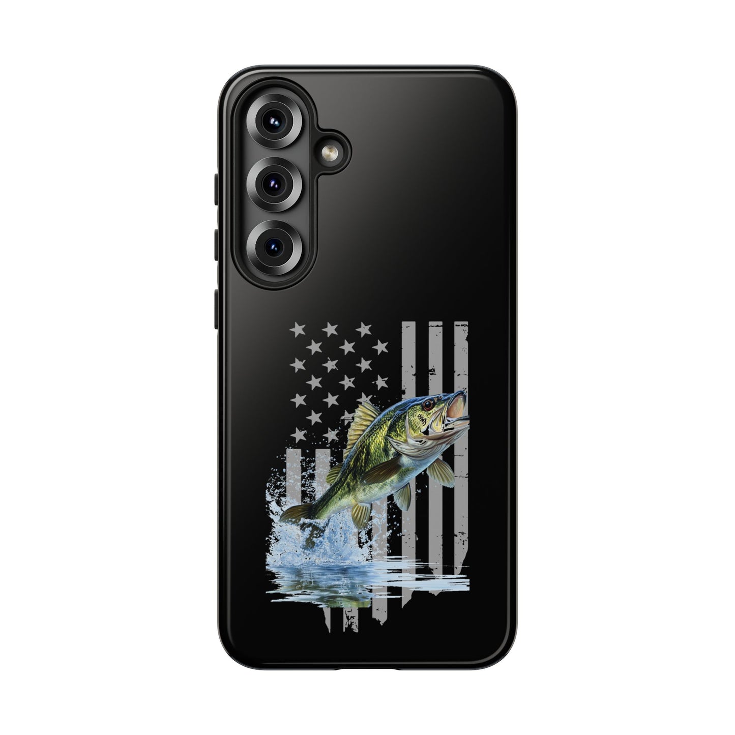 Cell Phone Case | Largemouth Bass with Distressed Flag | For iPhone, Samsung Galaxy, and Google Pixel