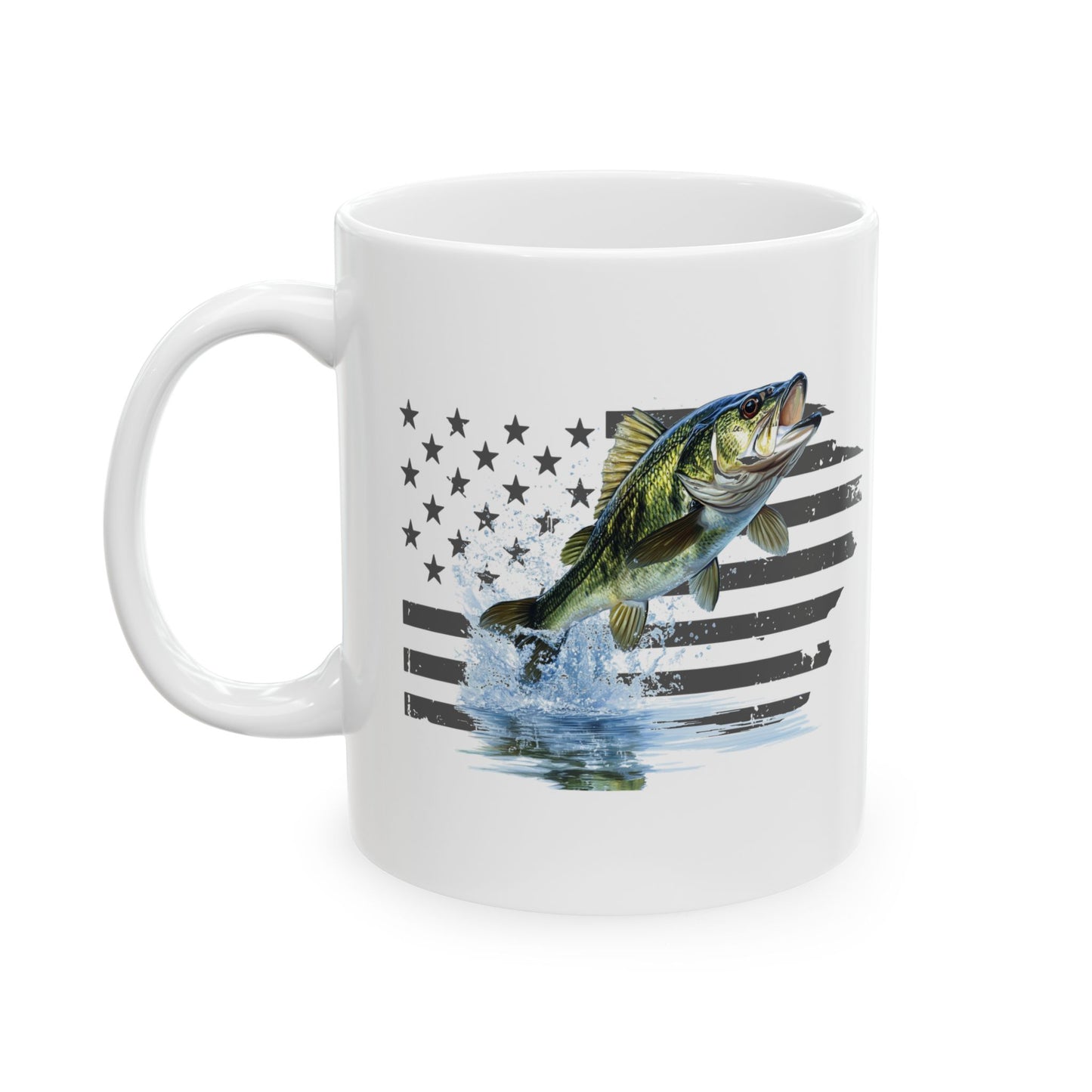 Coffee Mug - Largemouth Bass with Distressed Flag