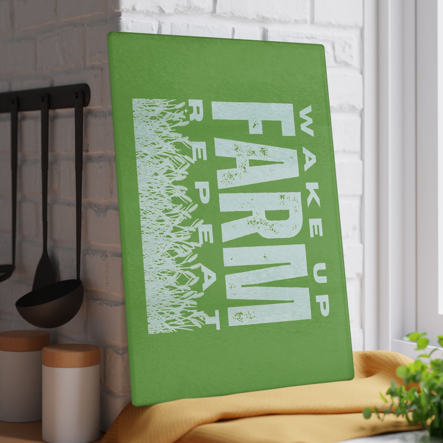 Glass Cutting Board - Wake Up Farm Repeat