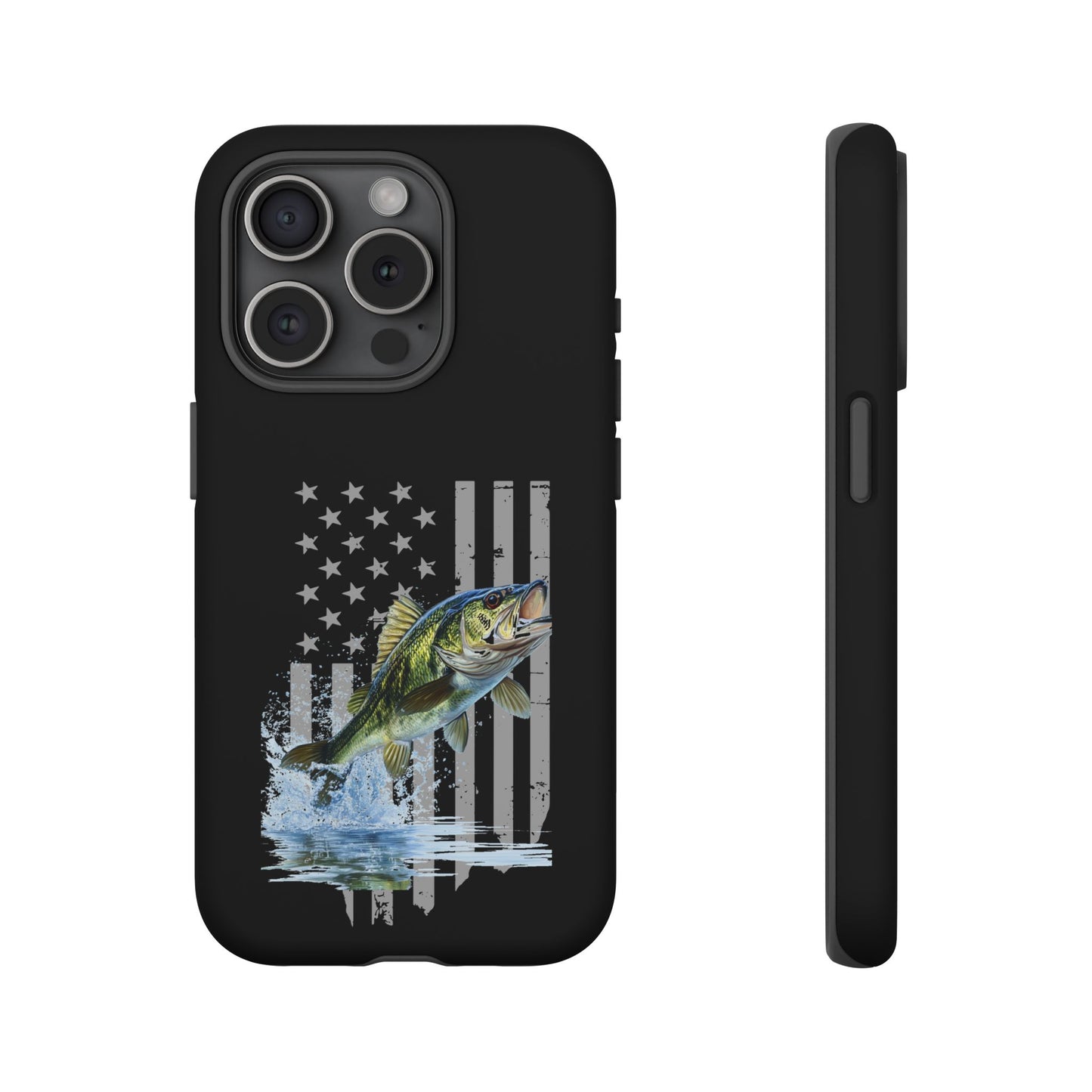 Cell Phone Case | Largemouth Bass with Distressed Flag | For iPhone, Samsung Galaxy, and Google Pixel