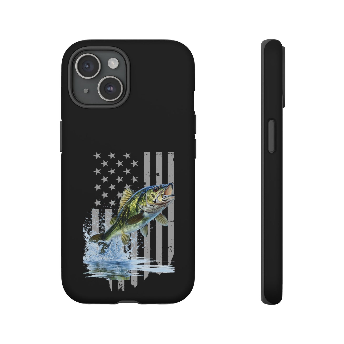Cell Phone Case | Largemouth Bass with Distressed Flag | For iPhone, Samsung Galaxy, and Google Pixel