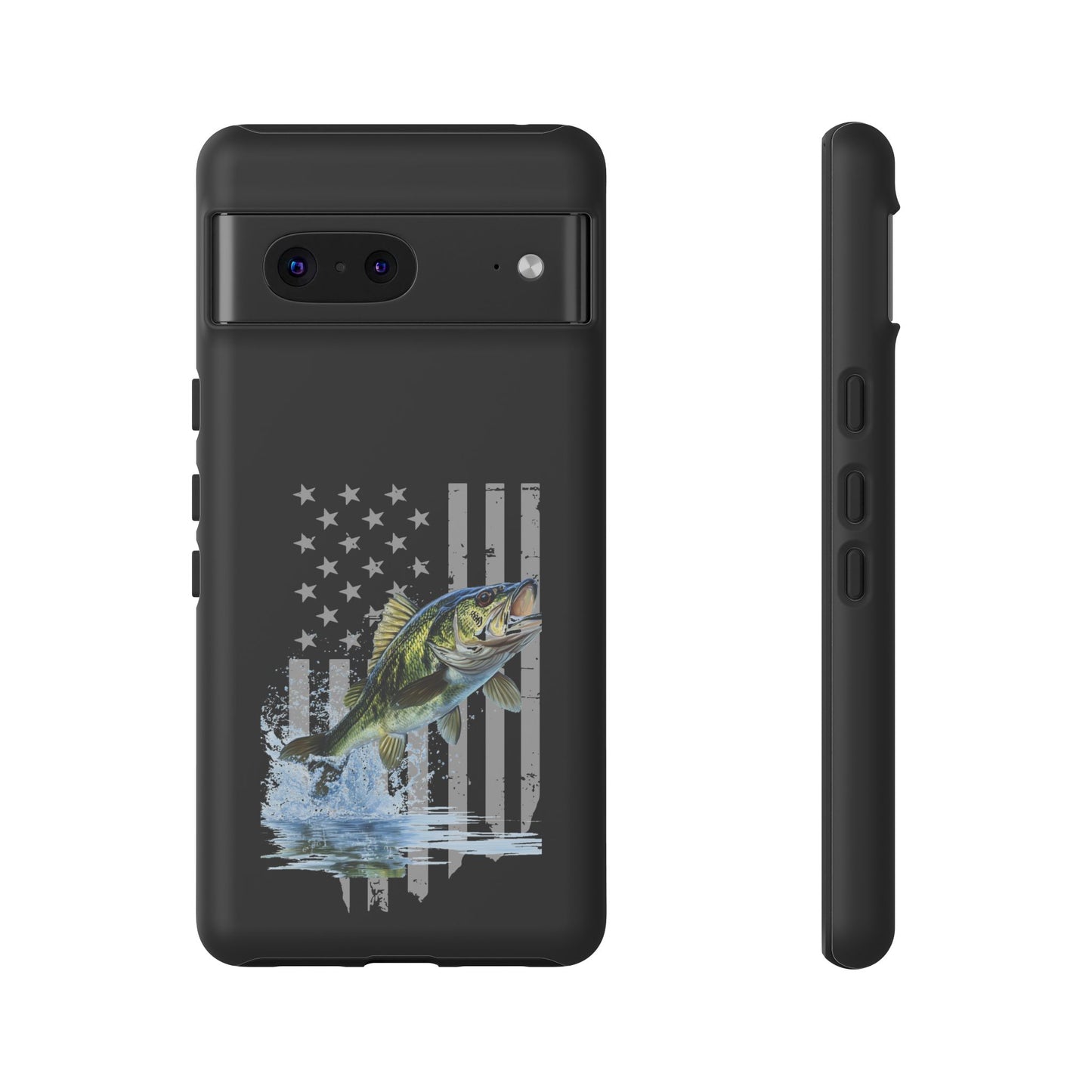 Cell Phone Case | Largemouth Bass with Distressed Flag | For iPhone, Samsung Galaxy, and Google Pixel