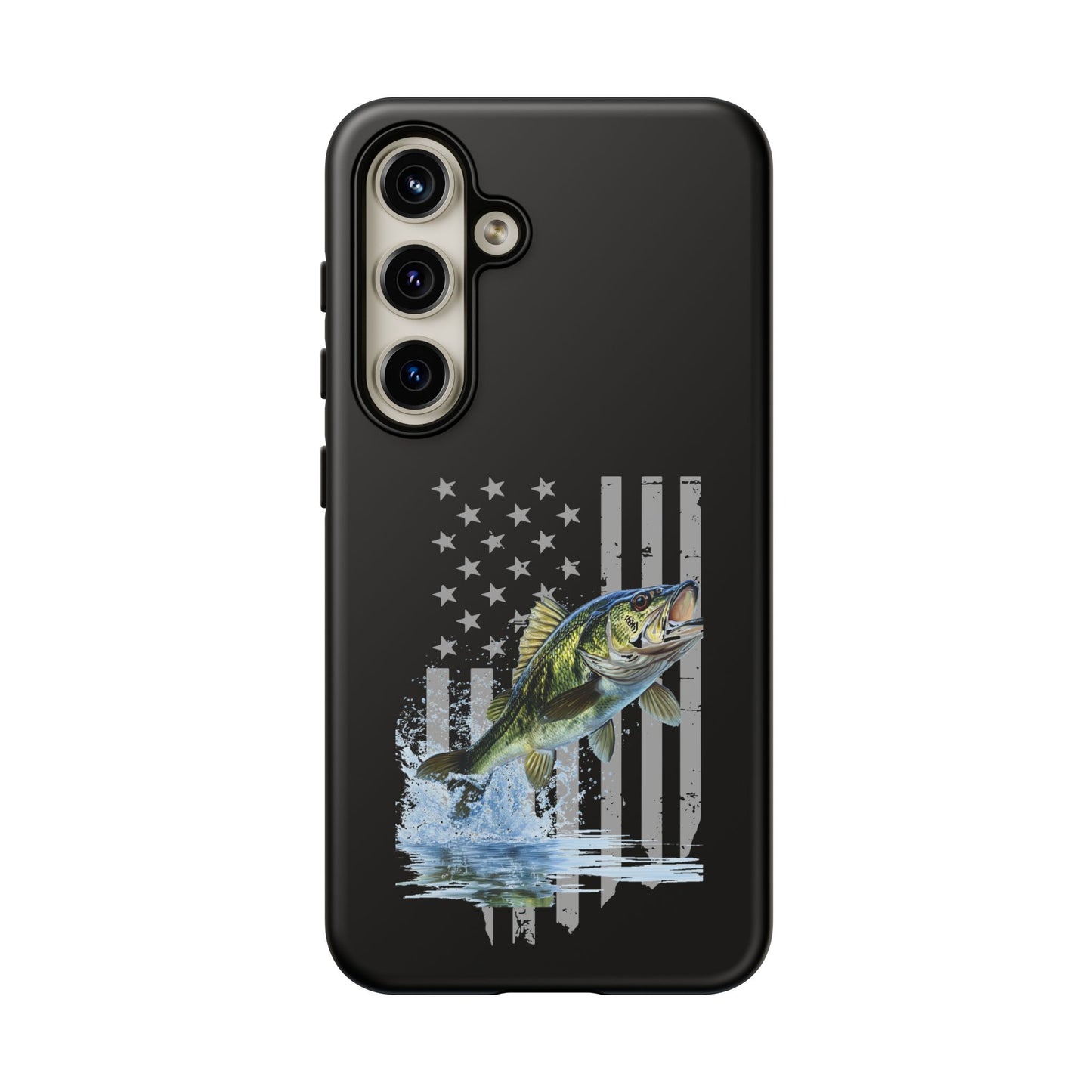 Cell Phone Case | Largemouth Bass with Distressed Flag | For iPhone, Samsung Galaxy, and Google Pixel