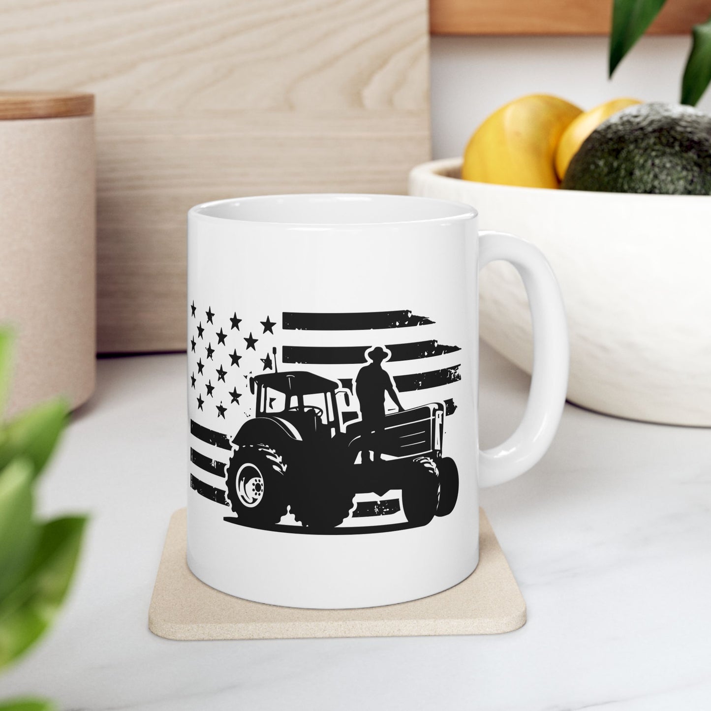 Coffee Mug - USA Tractor, Distressed Flag