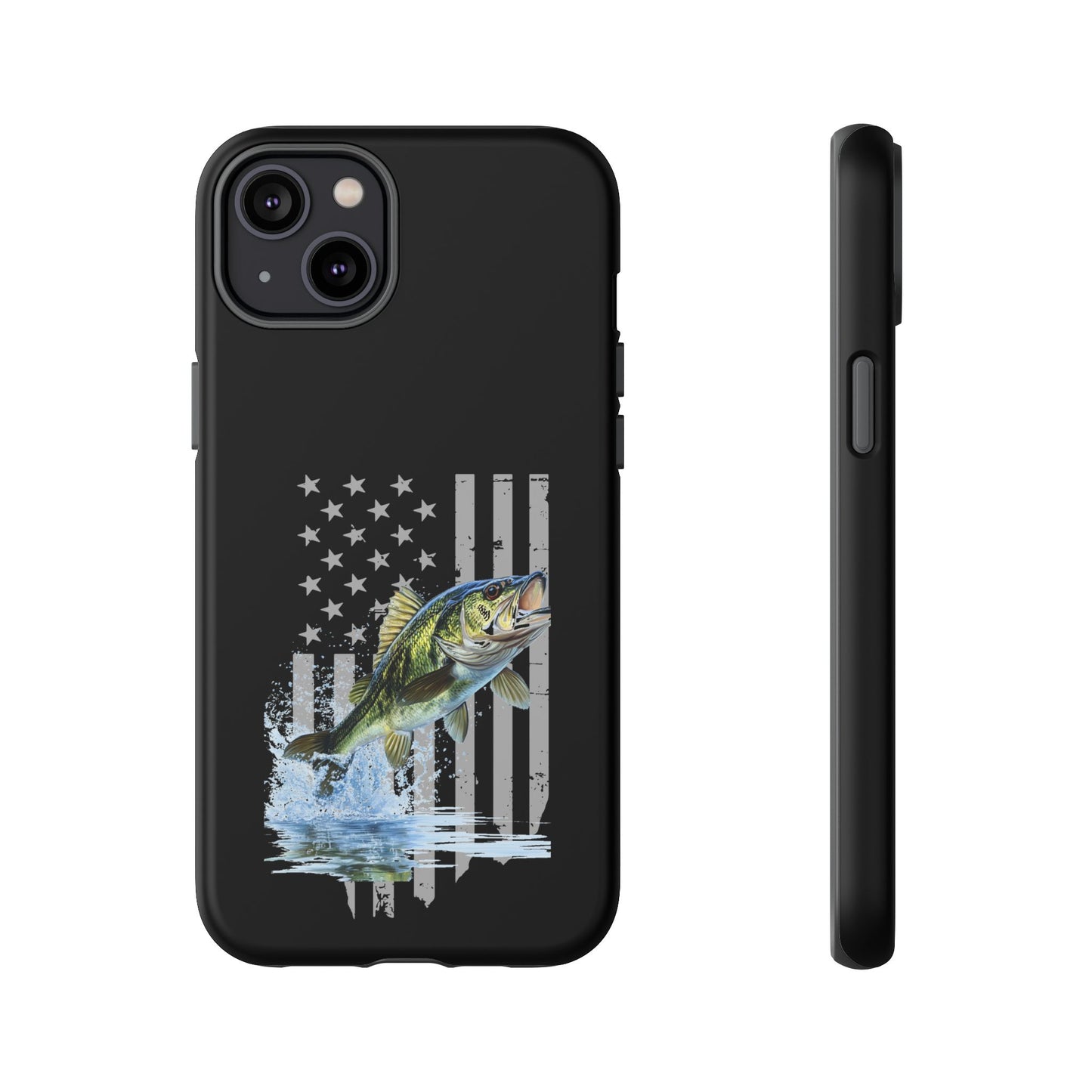 Cell Phone Case | Largemouth Bass with Distressed Flag | For iPhone, Samsung Galaxy, and Google Pixel