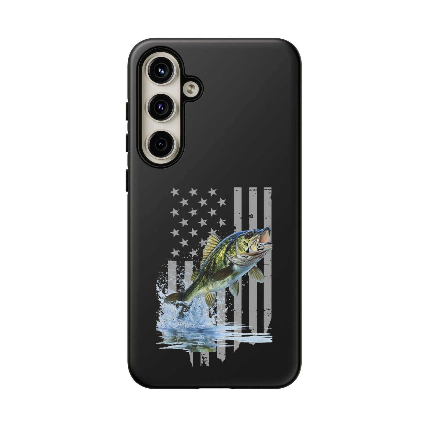 Cell Phone Case | Largemouth Bass with Distressed Flag | For iPhone, Samsung Galaxy, and Google Pixel