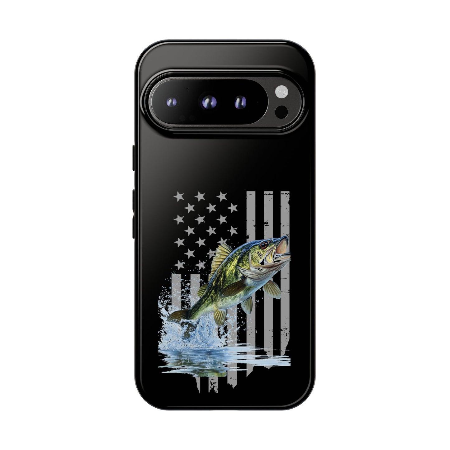 Cell Phone Case | Largemouth Bass with Distressed Flag | For iPhone, Samsung Galaxy, and Google Pixel