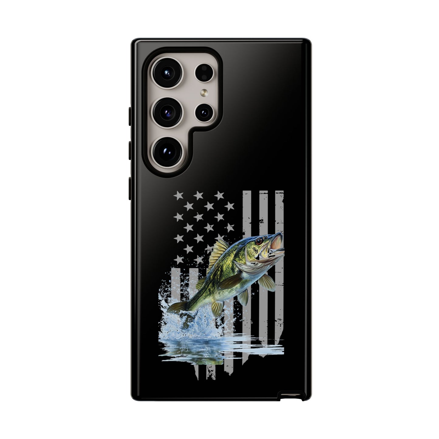 Cell Phone Case | Largemouth Bass with Distressed Flag | For iPhone, Samsung Galaxy, and Google Pixel