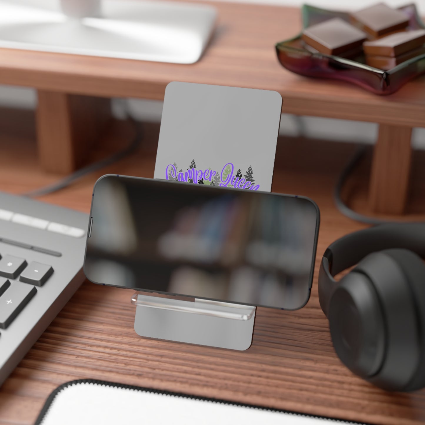 Camper Queen, Cell Phone Stand for Desk or Nightstand