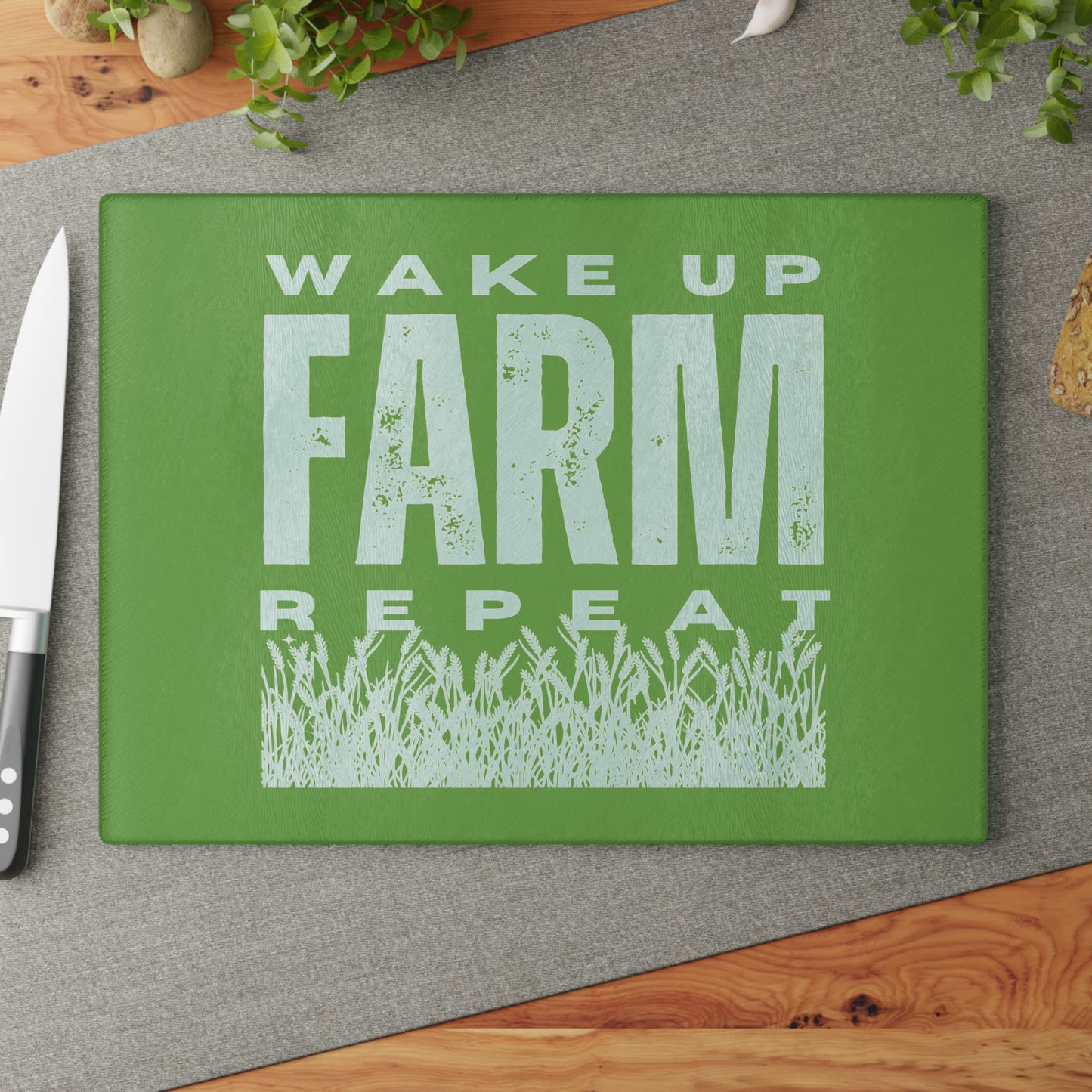 Glass Cutting Board - Wake Up Farm Repeat