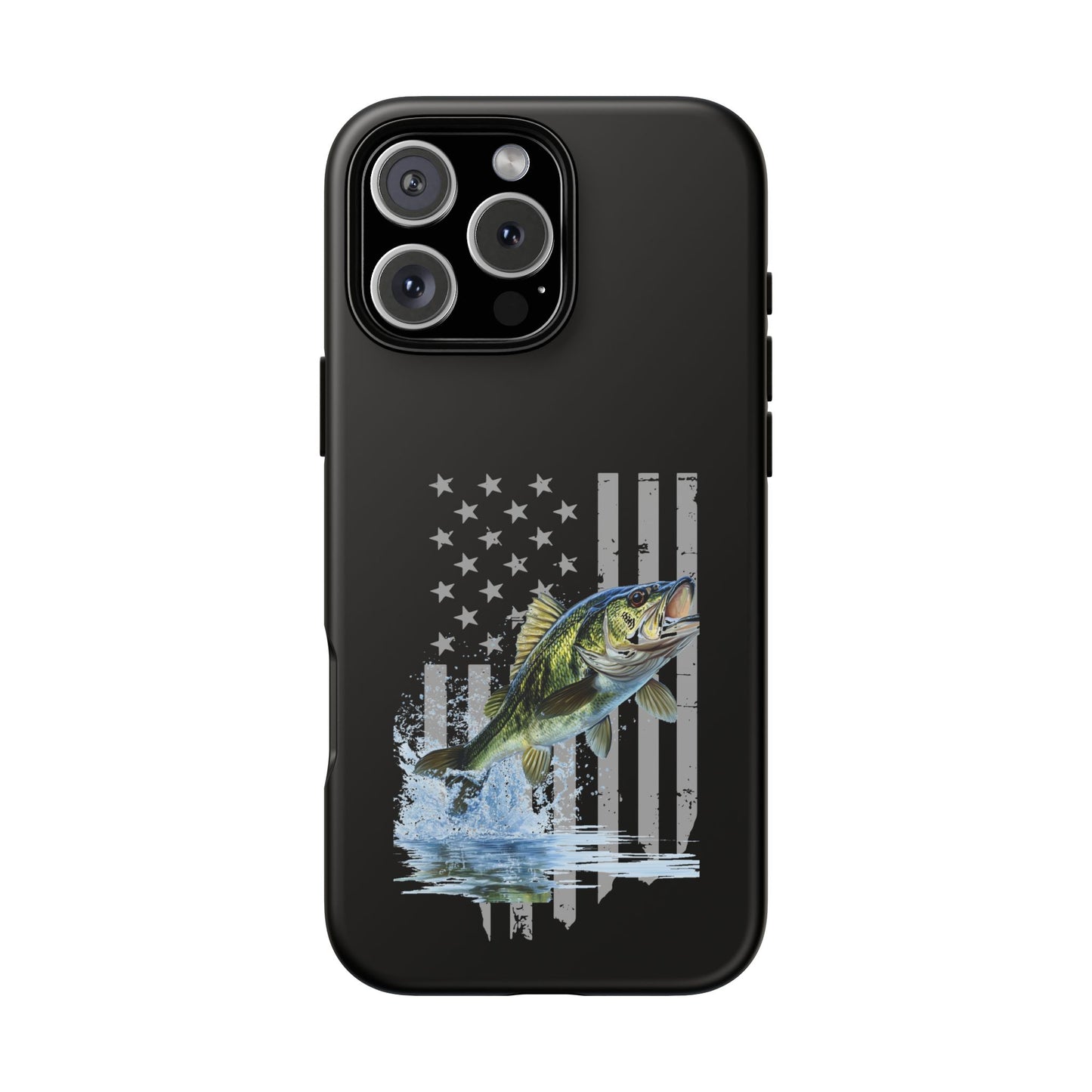 Cell Phone Case | Largemouth Bass with Distressed Flag | For iPhone, Samsung Galaxy, and Google Pixel