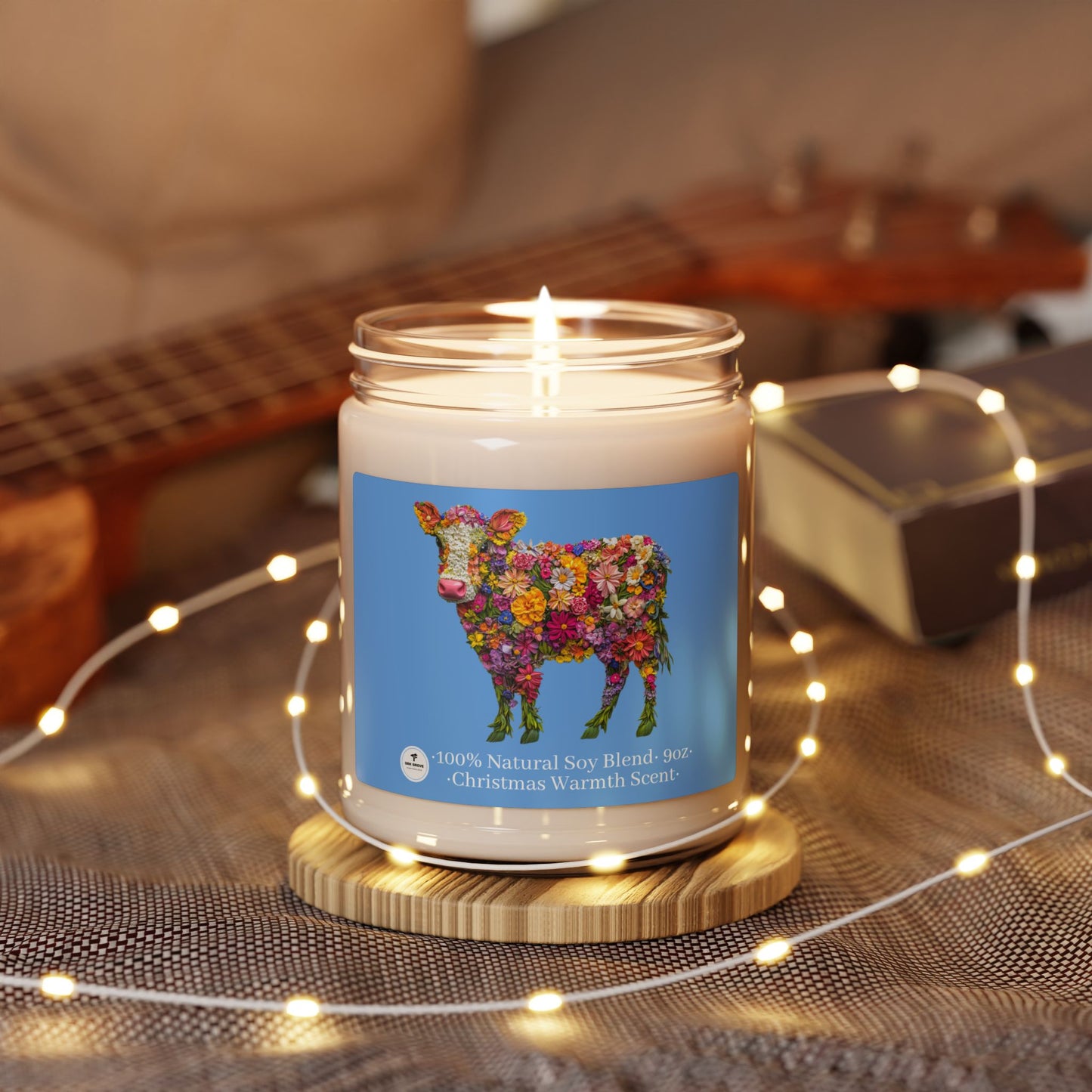 Scented Soy Candle, 9oz - USA Cow, Floral Cow