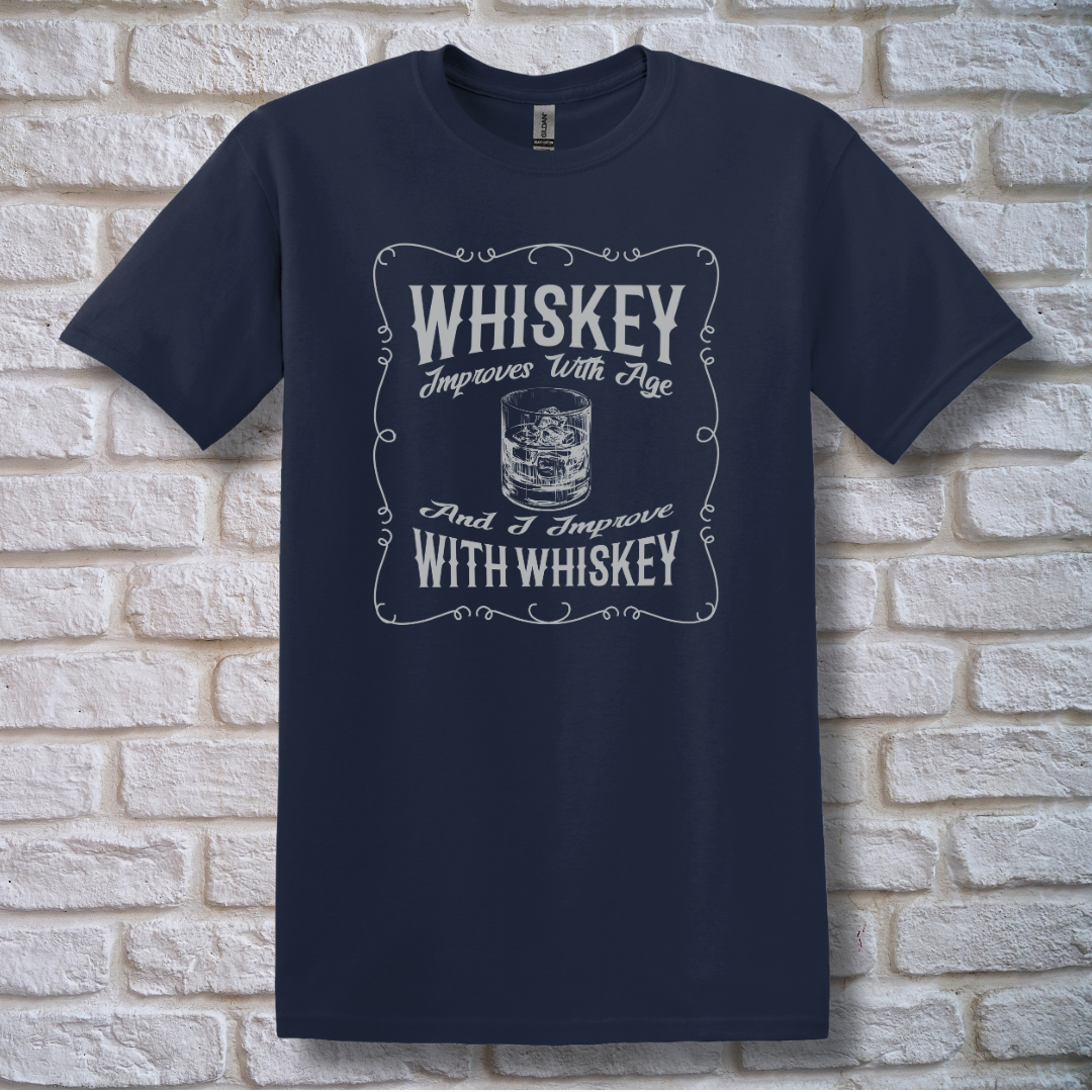 This is image of Whiskey Improves With Age T-Shirt version 3