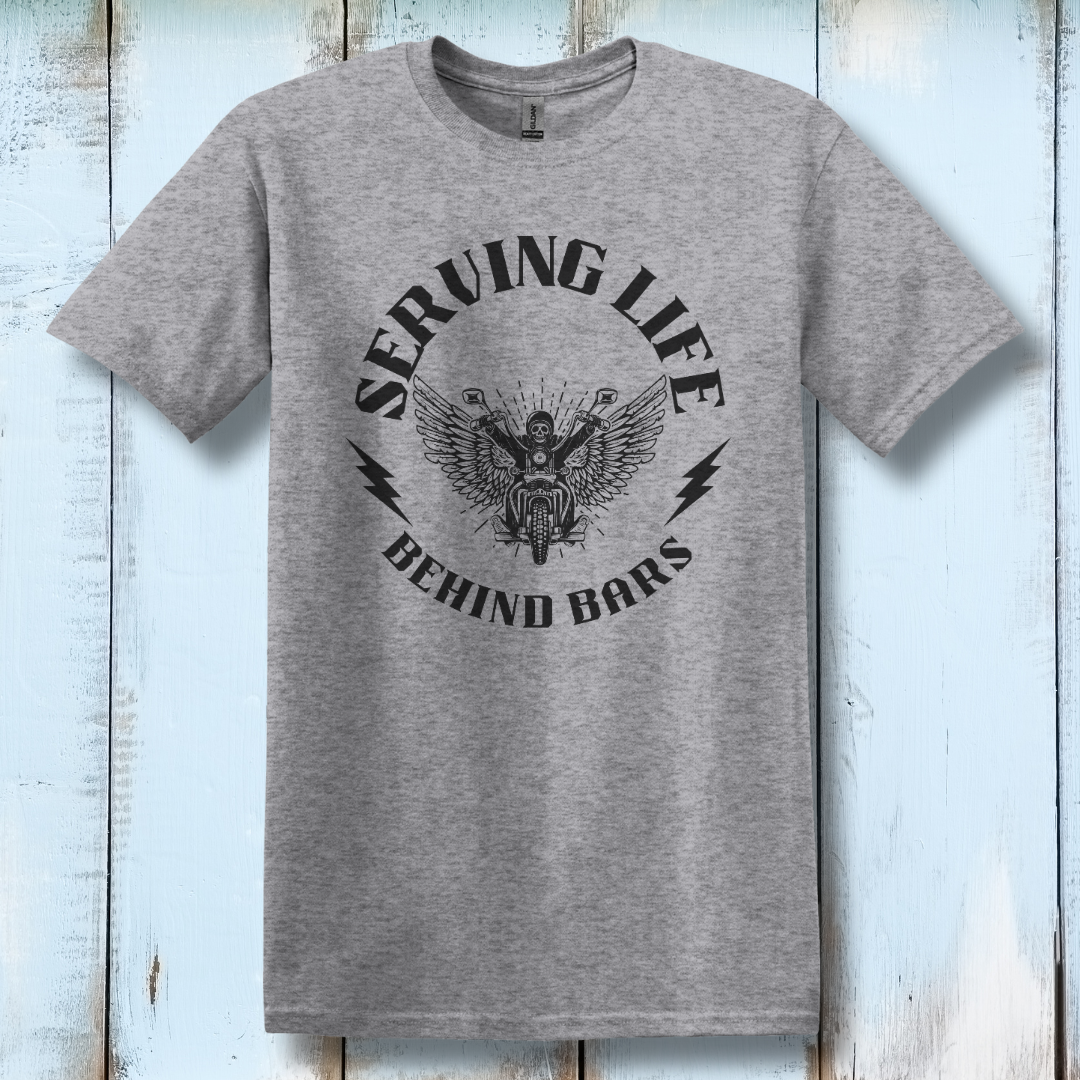 This is image of Serving Life Behind Bars T-Shirt version 3