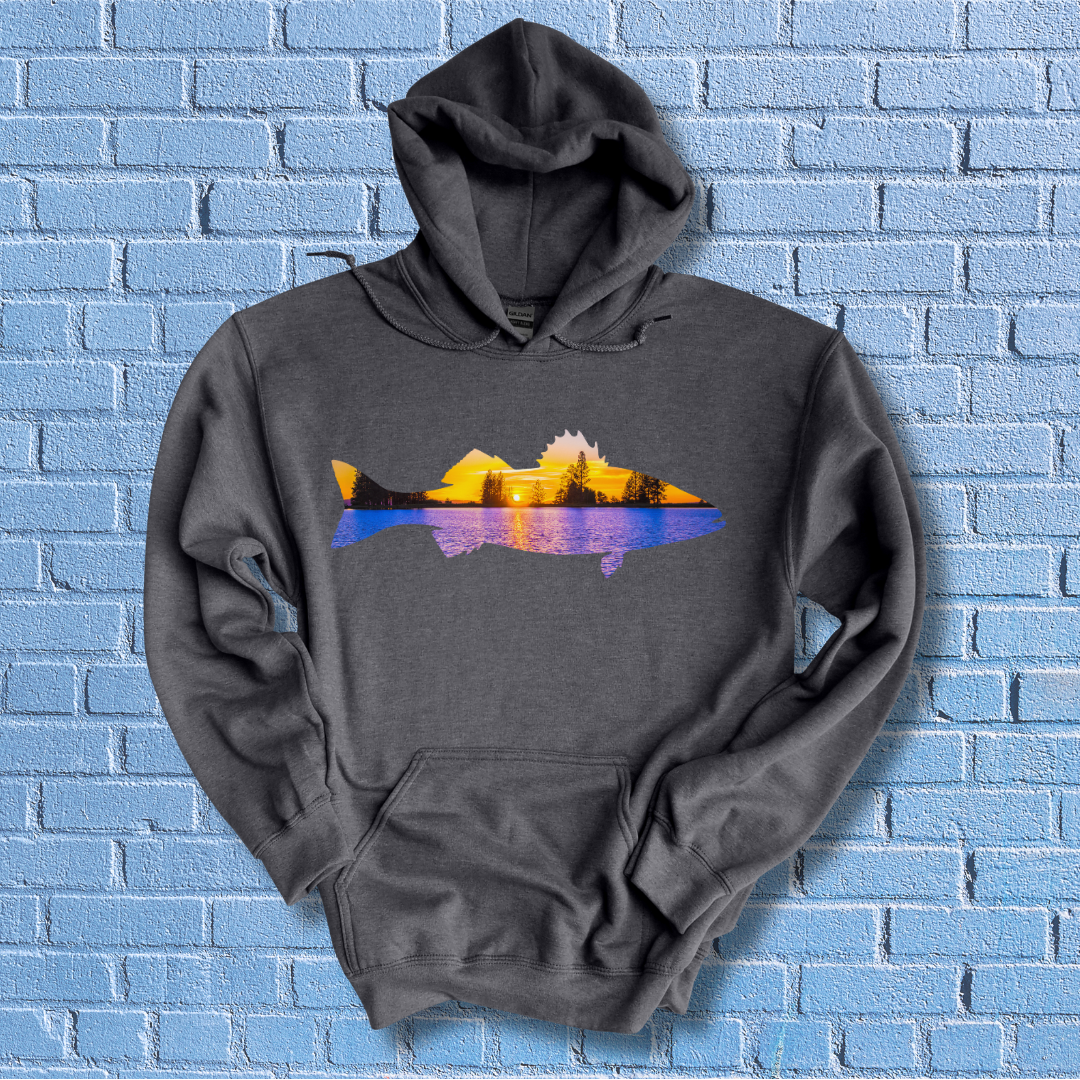 This is image of Largemouth Bass Sunset Long-Sleeve Hoodie version 3