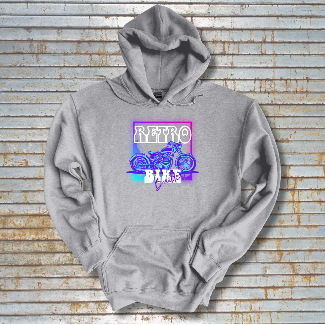 This is image of Retro Bike Builder Long-Sleeve Hoodie version 2