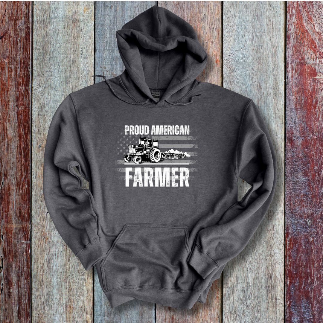 This is image of Proud American Farmer Long-Sleeve Hoodie version 4