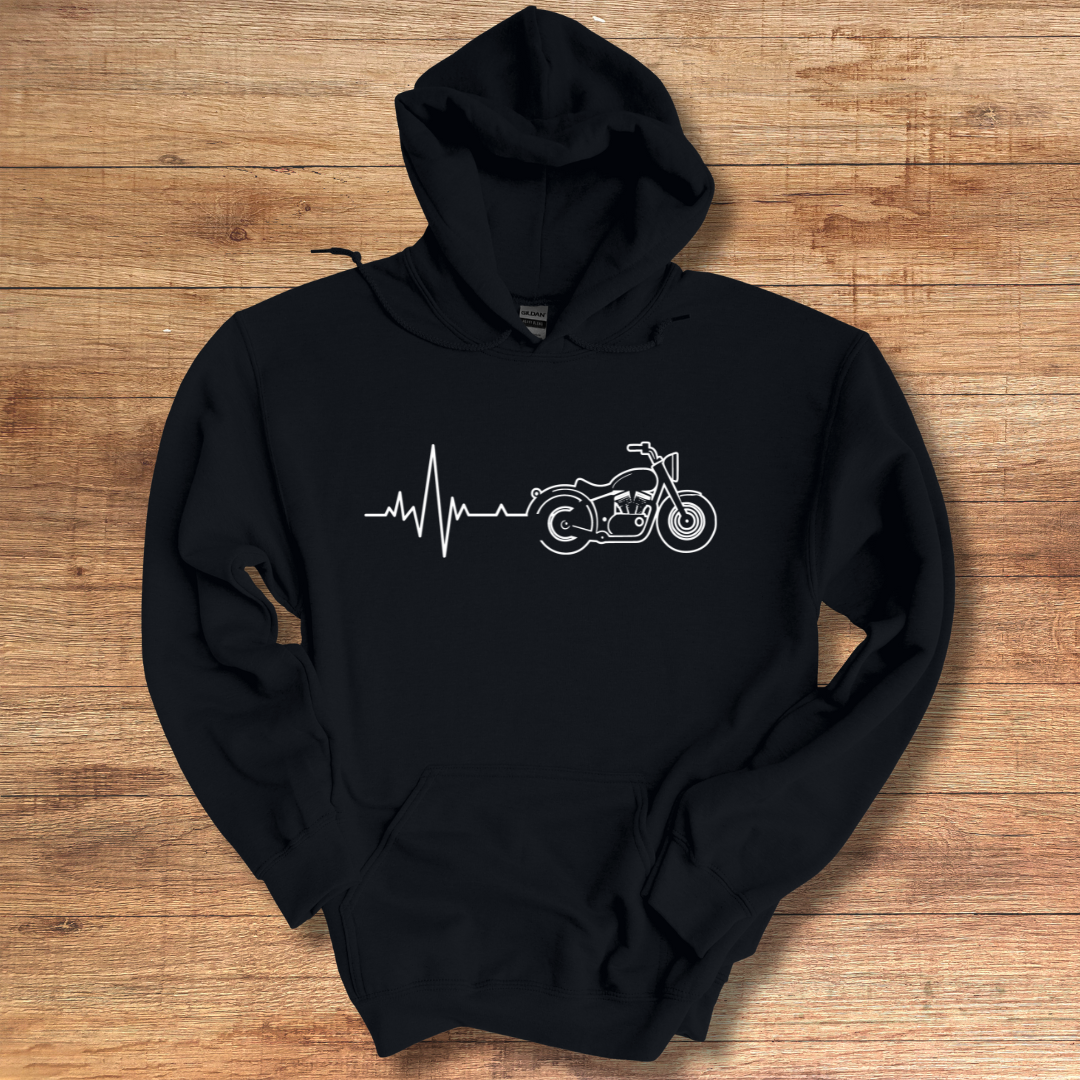 Biker Heartbeat Hoodie | Gift for Motorcycle Lovers
