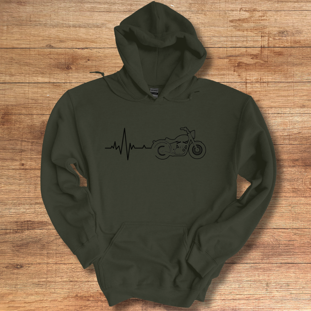 Biker Heartbeat Hoodie | Gift for Motorcycle Lovers