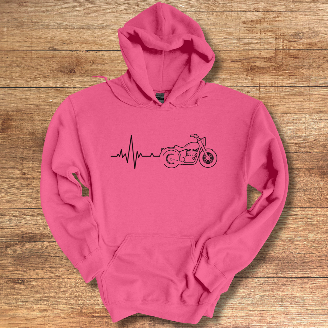 Biker Heartbeat Hoodie | Gift for Motorcycle Lovers